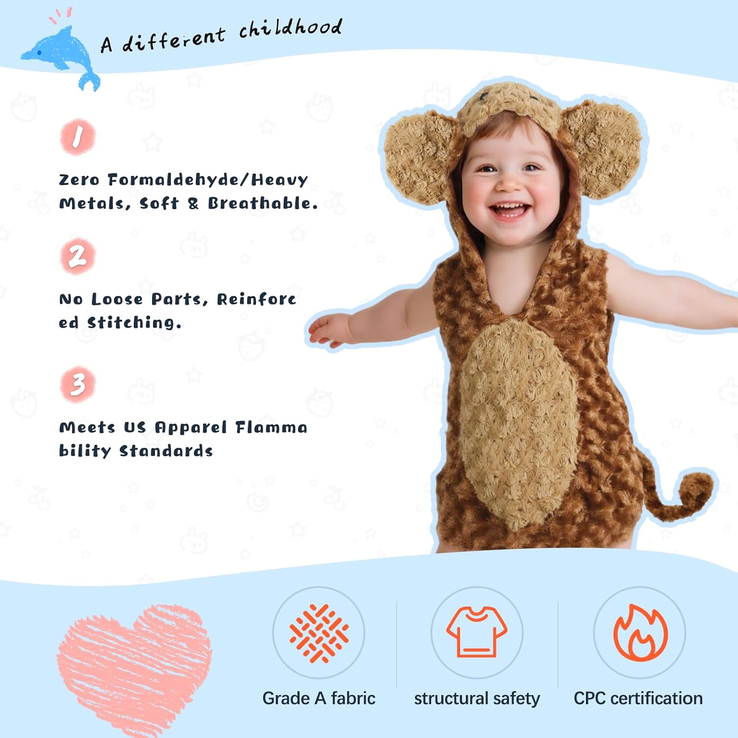Detalle 2 de HOMELEX Baby Animal Costume Halloween Romper, Hooded One-Piece, 3-36M
