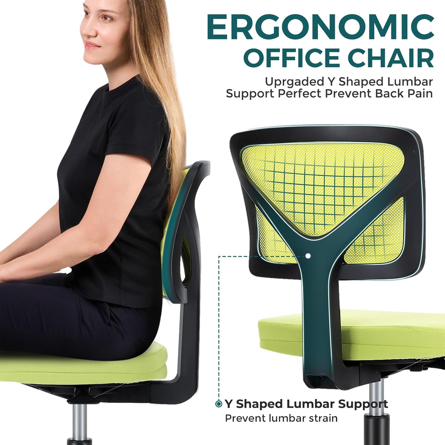 Detalle de DUMOS Armless Desk Chair, Mesh Back