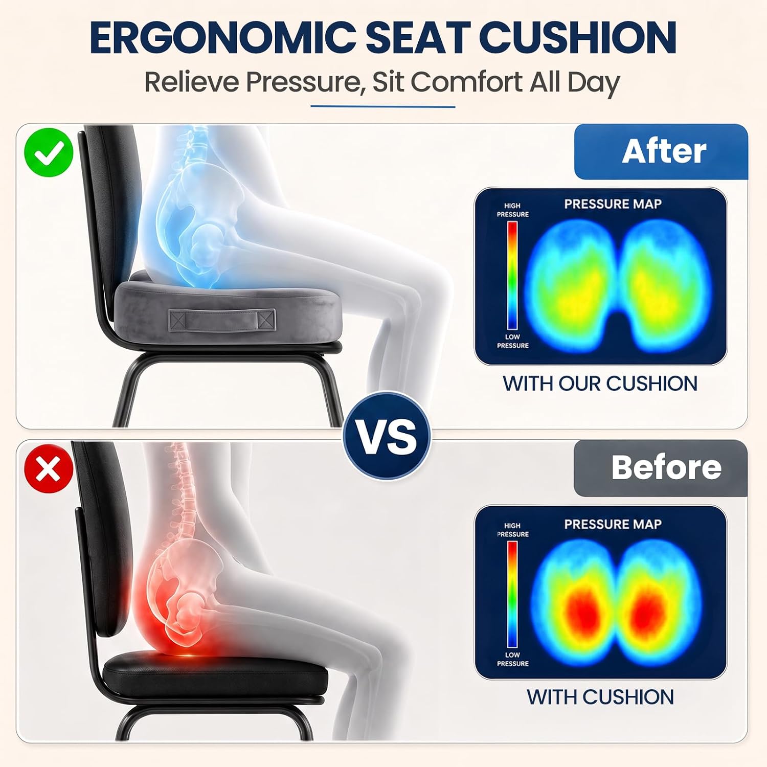 Detalle de Memory Foam Seat Cushion 2-Pack