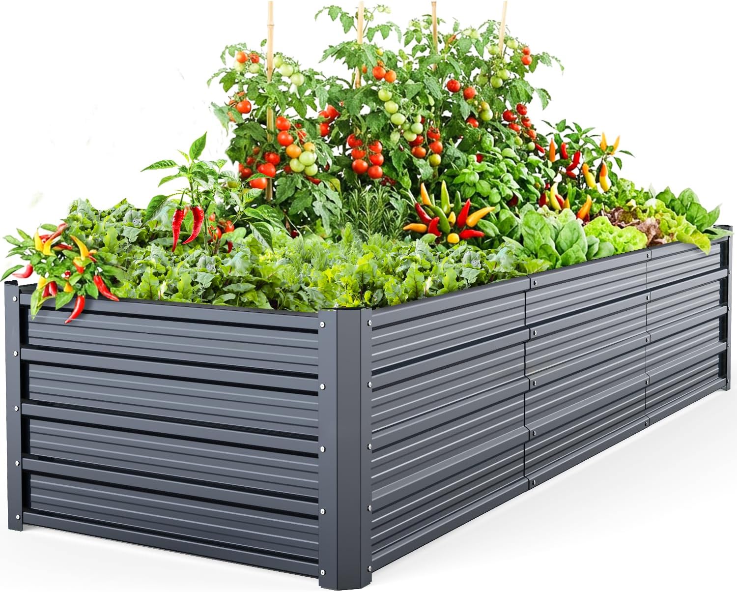 Detalle de Ohuhu Hochbeet Metall 240x90x45 cm – verzinktes Stahlblech mit Rostschutz, robuster Rahmen