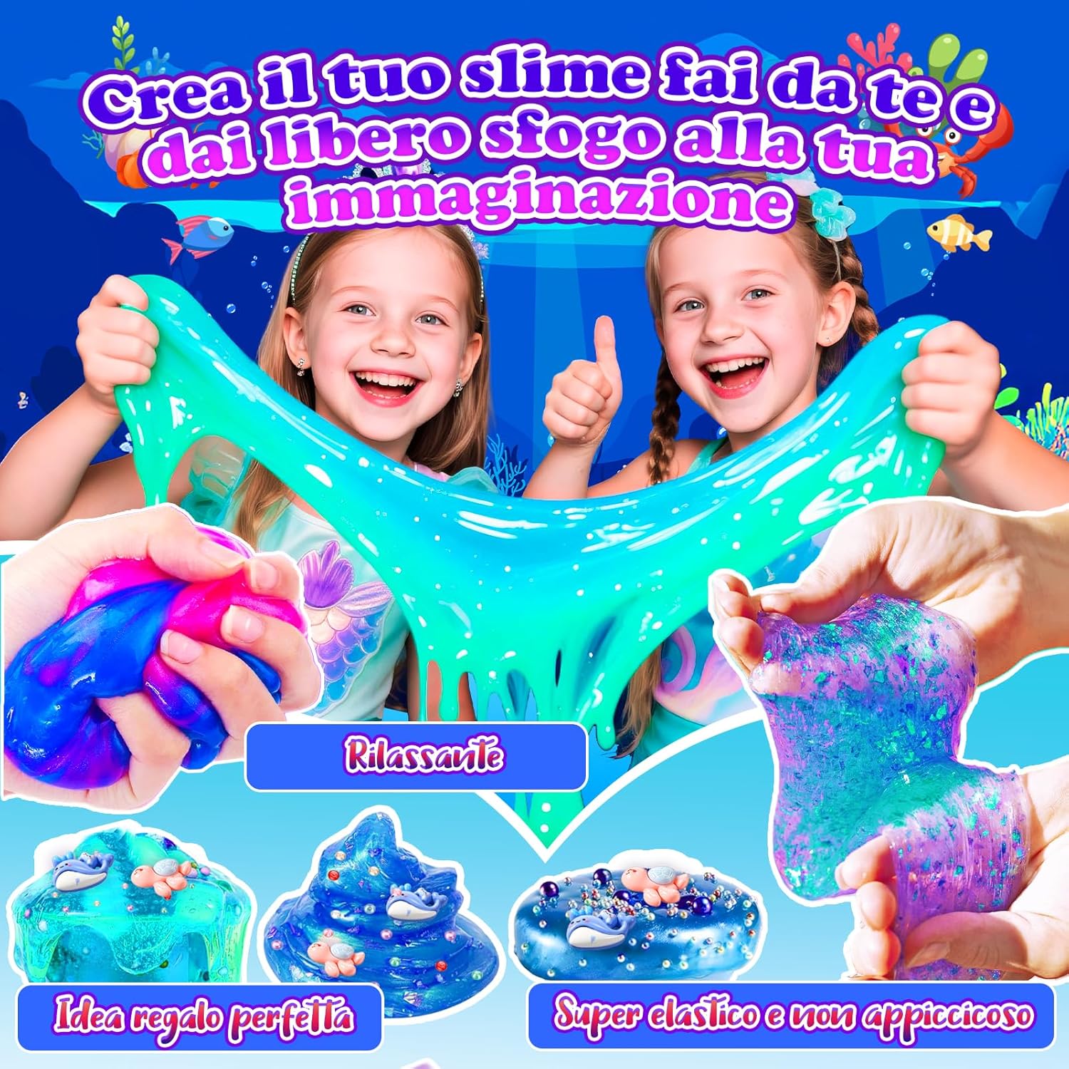 Thumbnail 4 de iKidiki Slime Kit Oceano Galaxy 11 pezzi