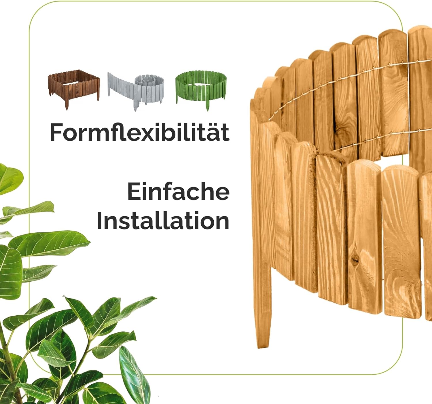 Thumbnail 2 de Garronda Rasenkante / Beeteinfassung aus Holz flexibel, Rollborder Dunkelbraun – 200 x 10 cm (GD-0046)