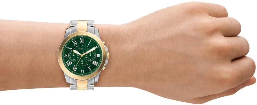 Thumbnail 1 de FOSSIL Herren Grant Uhr – Quarz-Chronograph mit Edelstahlarmband, grünem Zifferblatt