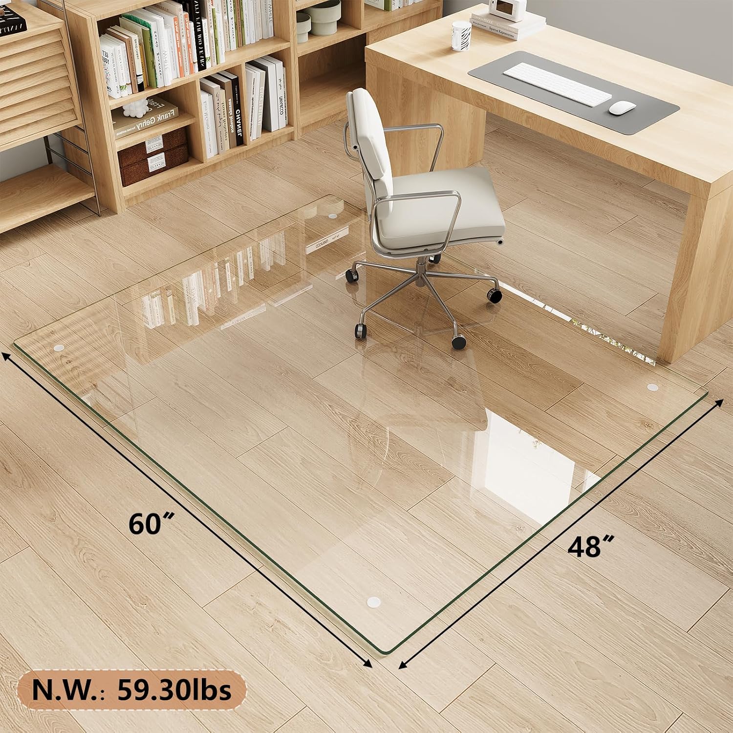 Thumbnail 3 de MYSUNORIA Transparent Glass Chair Mat 48x60, 0.19" Tempered Glass
