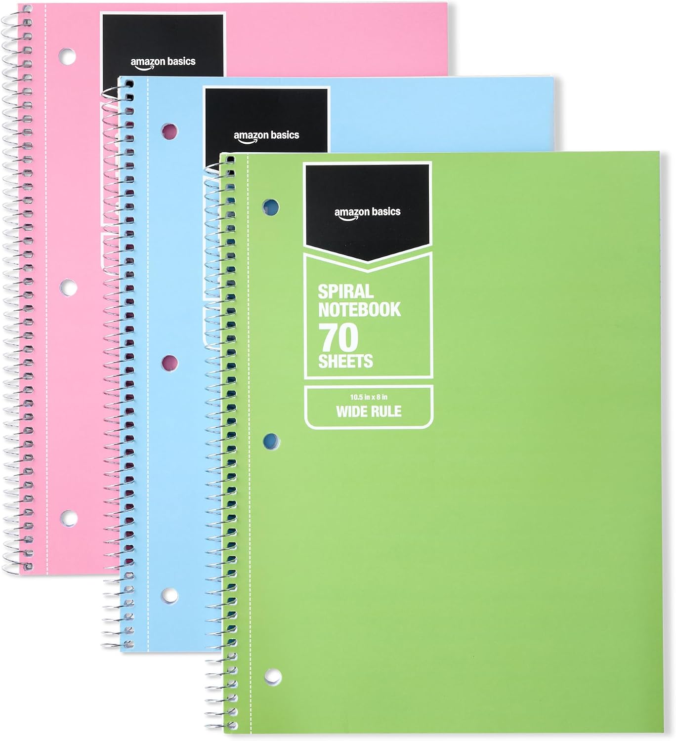 Thumbnail 6 de Amazon Basics Wide Ruled Spiral Notebooks, 70 Sheets, 7.5 x 10.5 inches, 3 Pack
