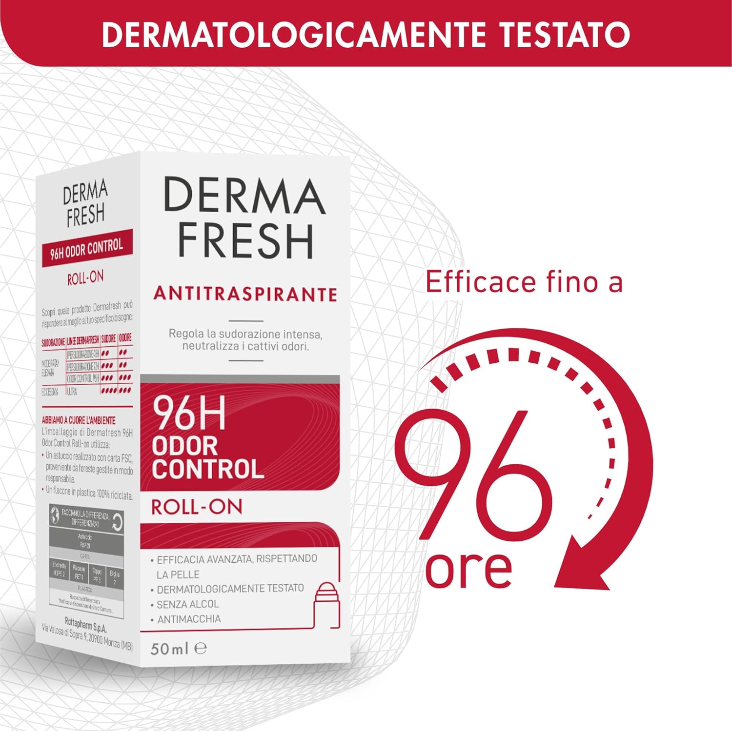 Thumbnail 2 de Dermafresh Odor Control Efficace 96H: Deodorante antitraspirante roll-on senza alcol, 50 ml