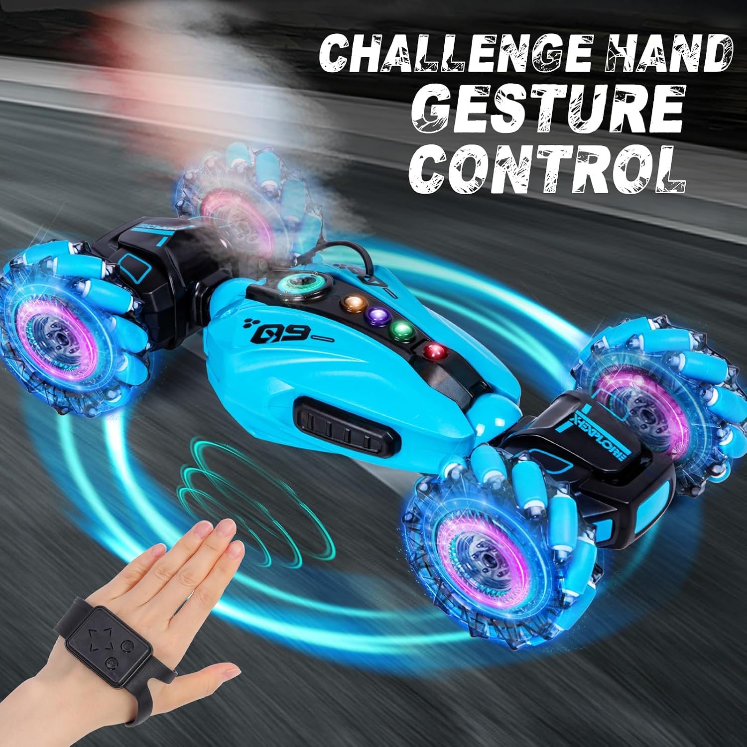 Thumbnail 3 de Highttoy HH808 stuntauto met 4WD, gebarenbesturing en licht- en muziekeffecten