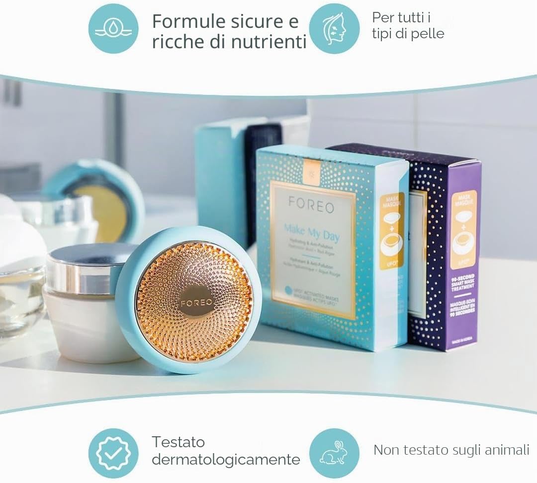 Detalle de FOREO Make My Day maschera attivabile da UFO: 7 maschere in microfibra da 6 g