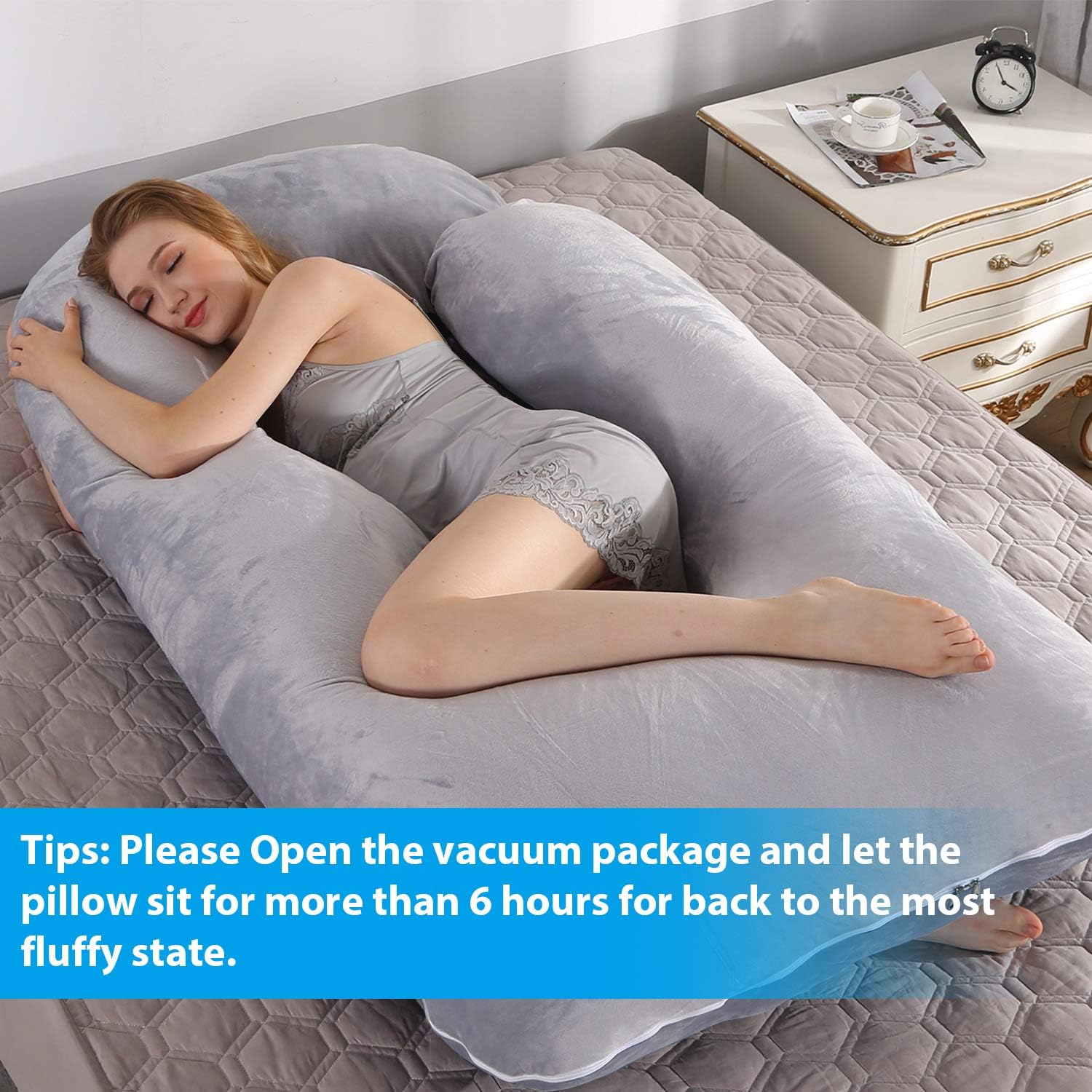 Detalle de Victostar V-Pillow-DG 57-Inch U-Shaped Pregnancy Pillow with Removable Cover
