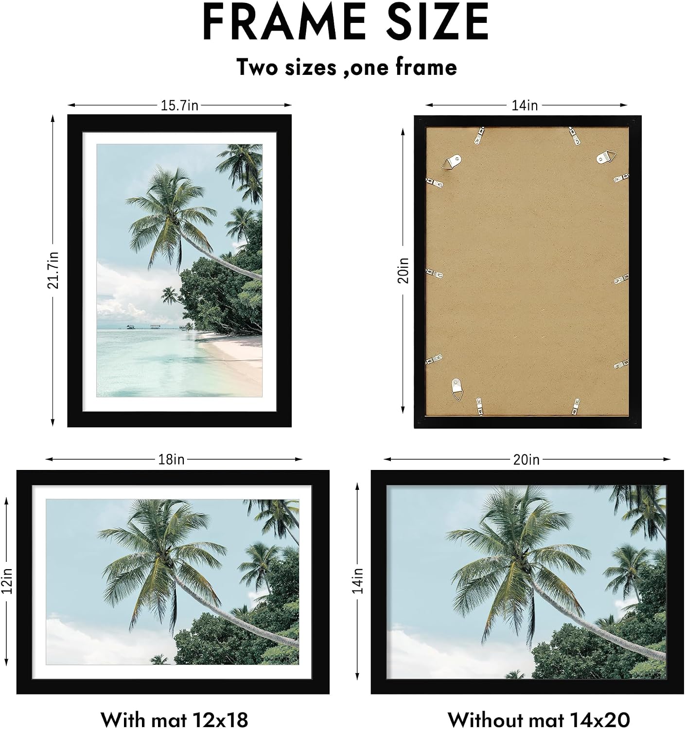 Detalle de Hongkee 14x20 Picture Frame, Black Wood Style