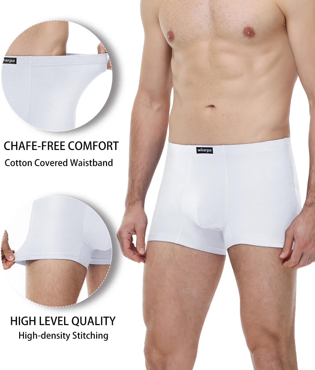 Thumbnail 2 de wirarpa Mens Underwear Trunks: Soft Cotton Boxer Shorts, No Fly, 4 Pack