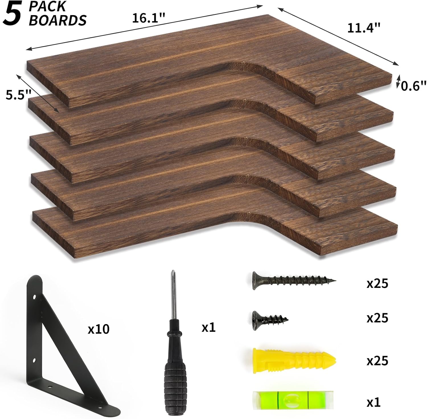 Detalle 2 de Fixwal Floating Shelves Set of 5 rustic wall shelves 🪵