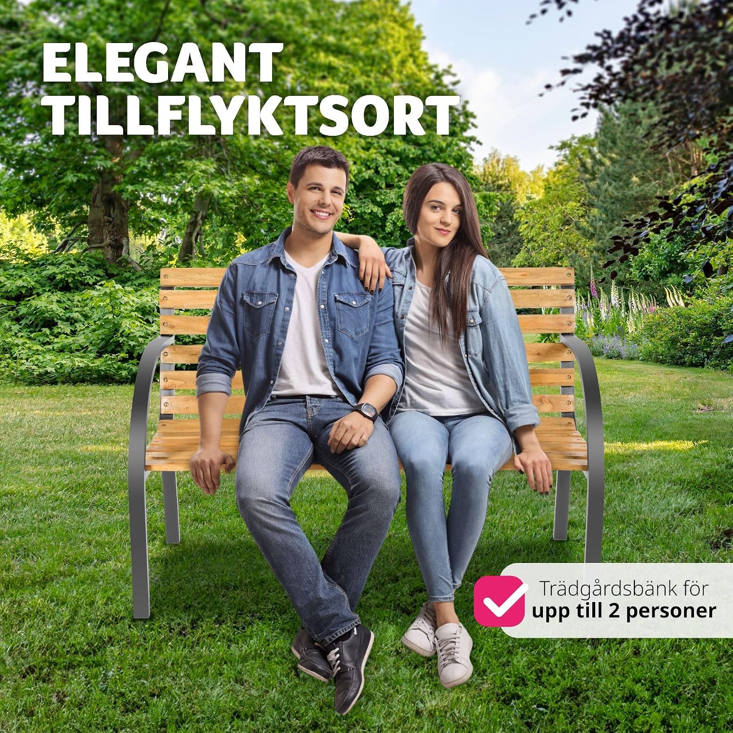 Thumbnail 6 de tectake Michaela 401425-SE trädgårdsbänk, 2-sits i lackad kinagran