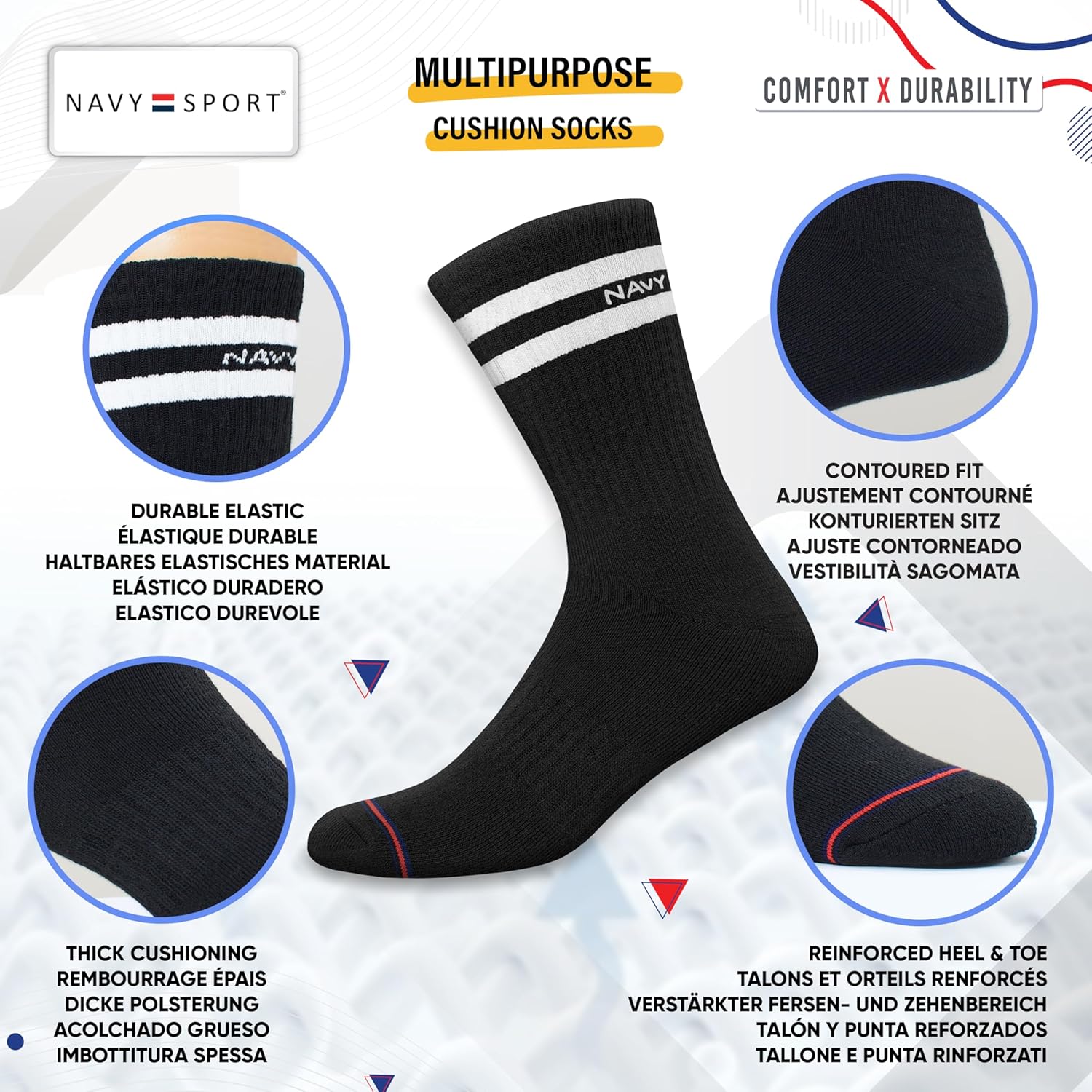 Thumbnail 2 de NAVYSPORT Advance Serie calzini sportivi da uomo con cuscino attivo (confezione da 6) multicolore