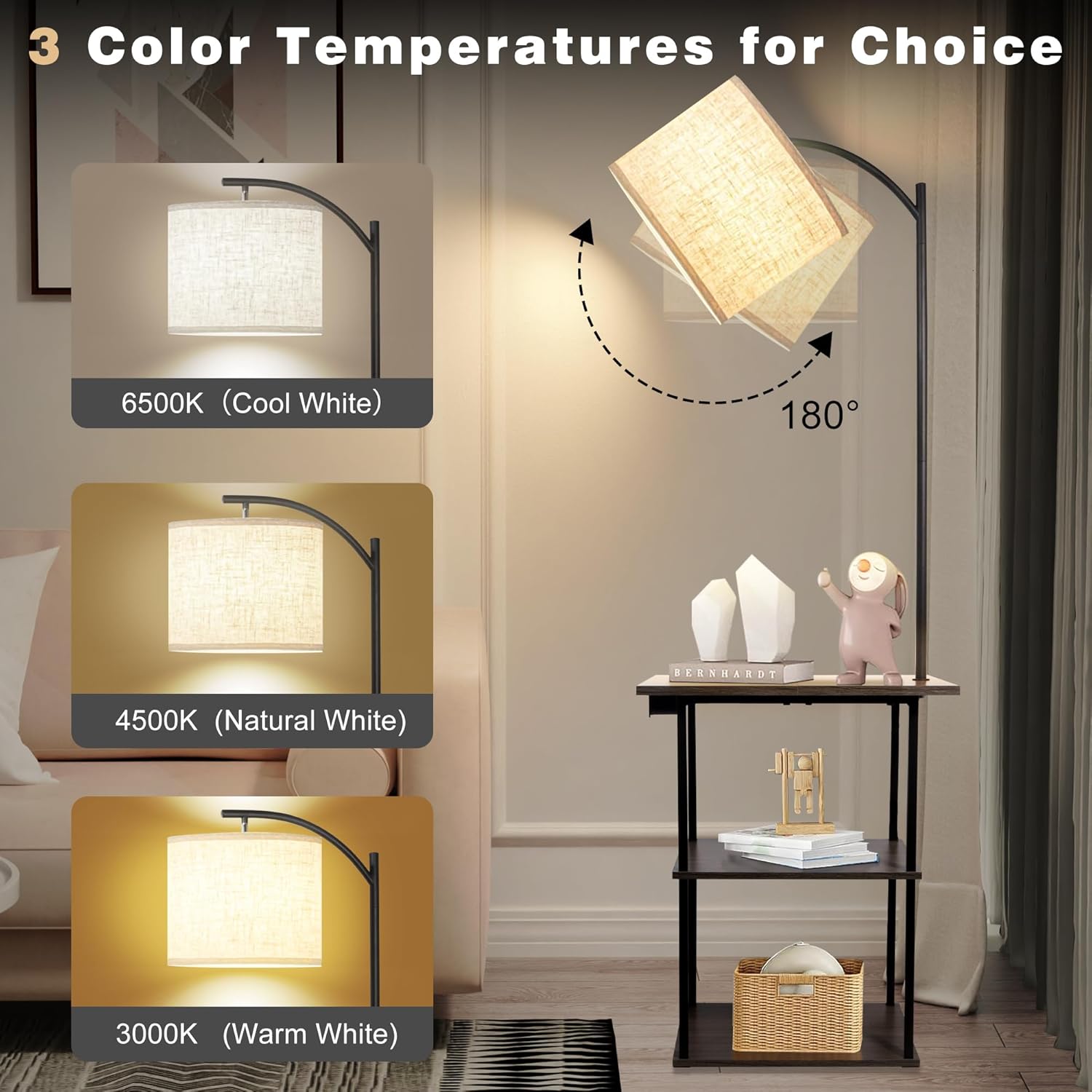 Detalle de PESRAE Floor Lamp with Table 9W LED