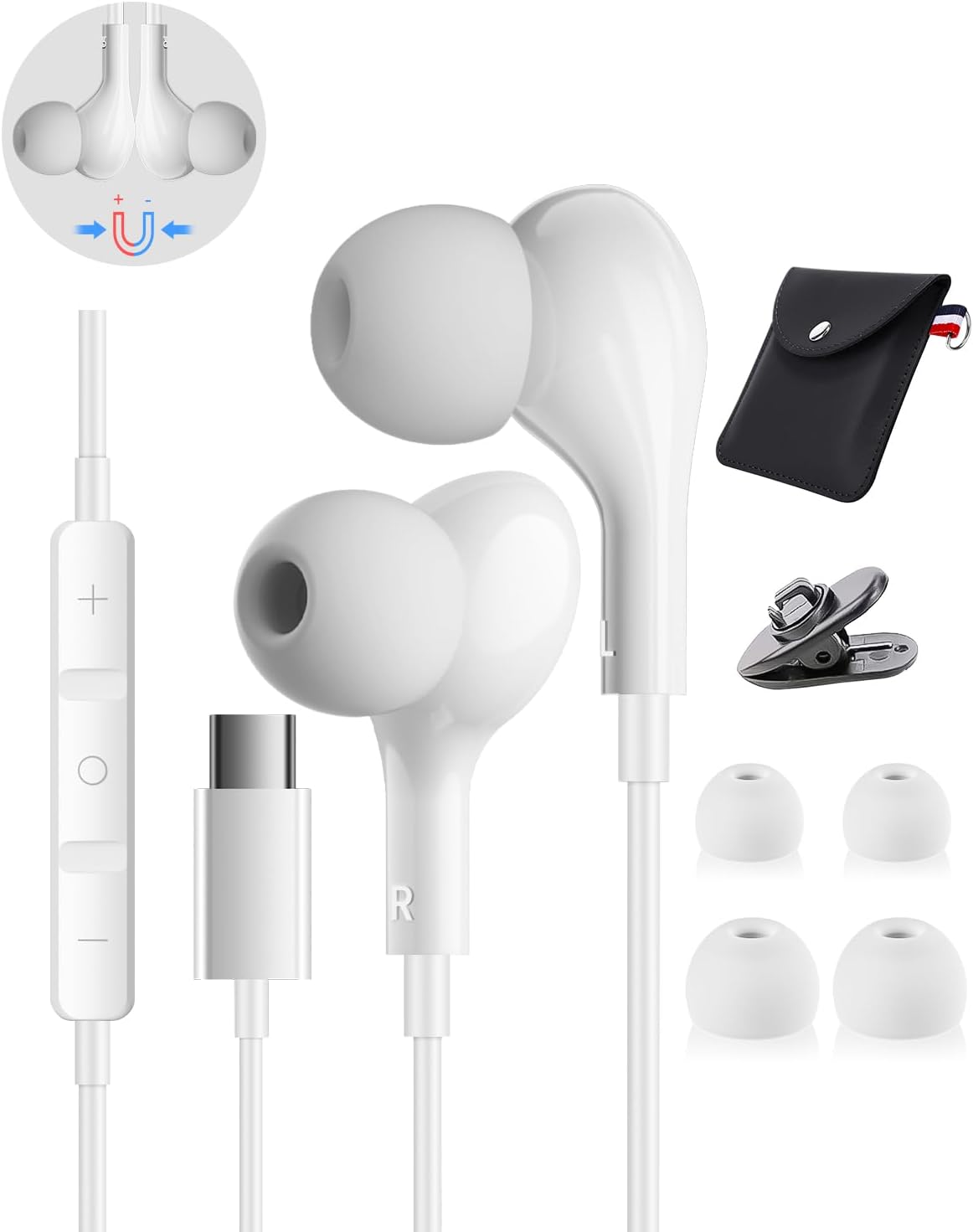 Detalle de USB-C Wired Earbuds with Microphone for iPhone, Samsung, Pixel — In-Ear HiFi Audio