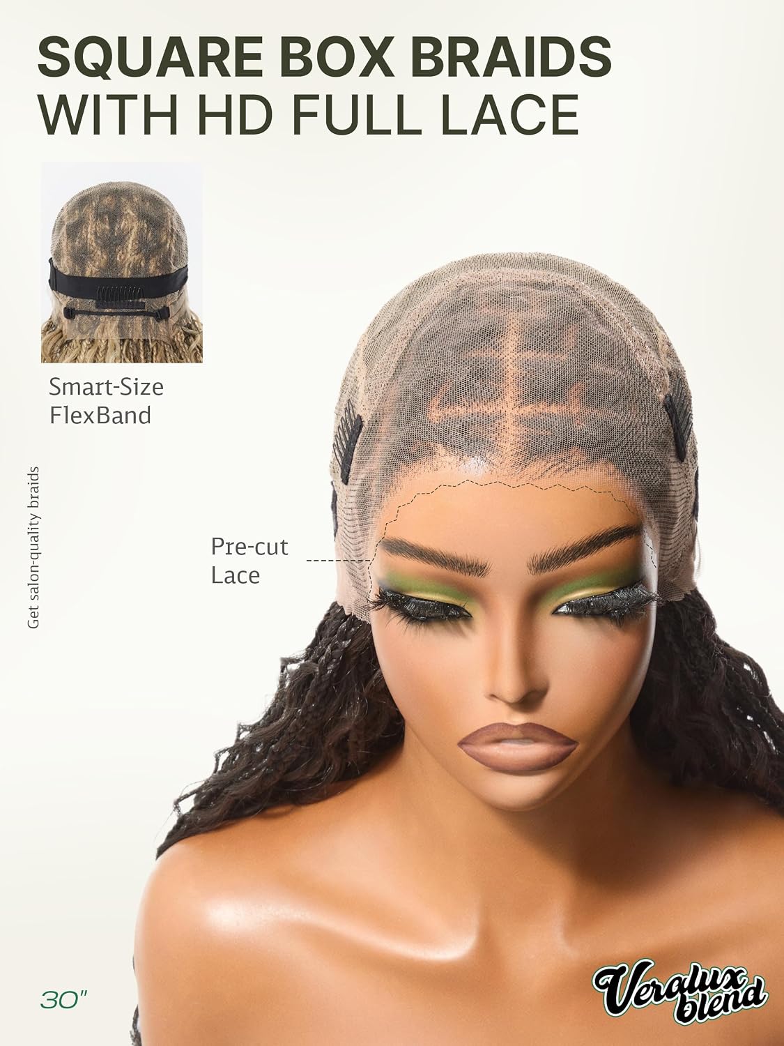 Thumbnail 6 de Frodio Full Lace Boho Braided Wig, 30-Inch, 200% Density, Pre-Plucked Hairline