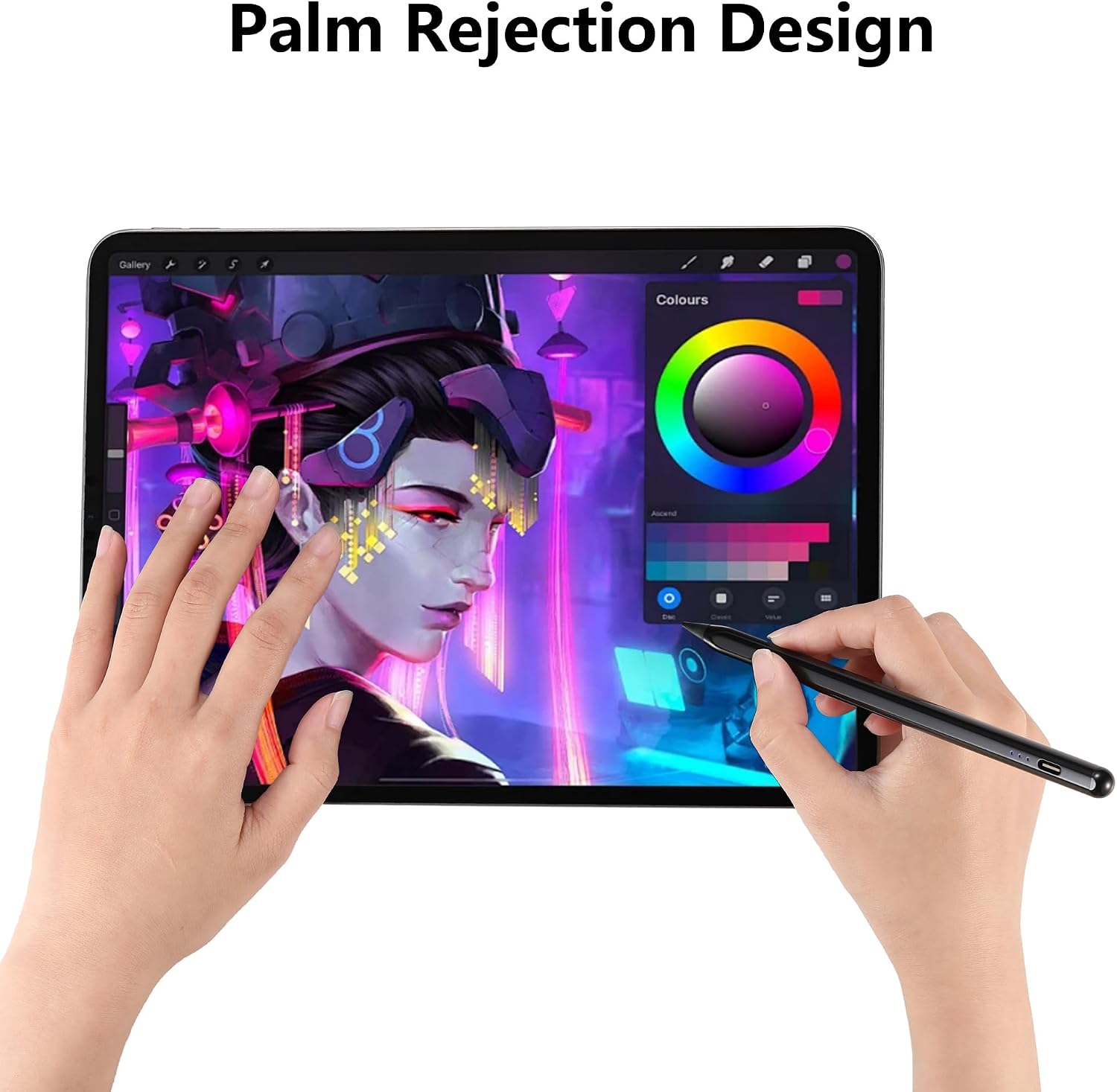 Detalle de Waiktyne Stylus Pen for iPad, Black Aluminum, Palm Rejection and Tilt Sensitivity