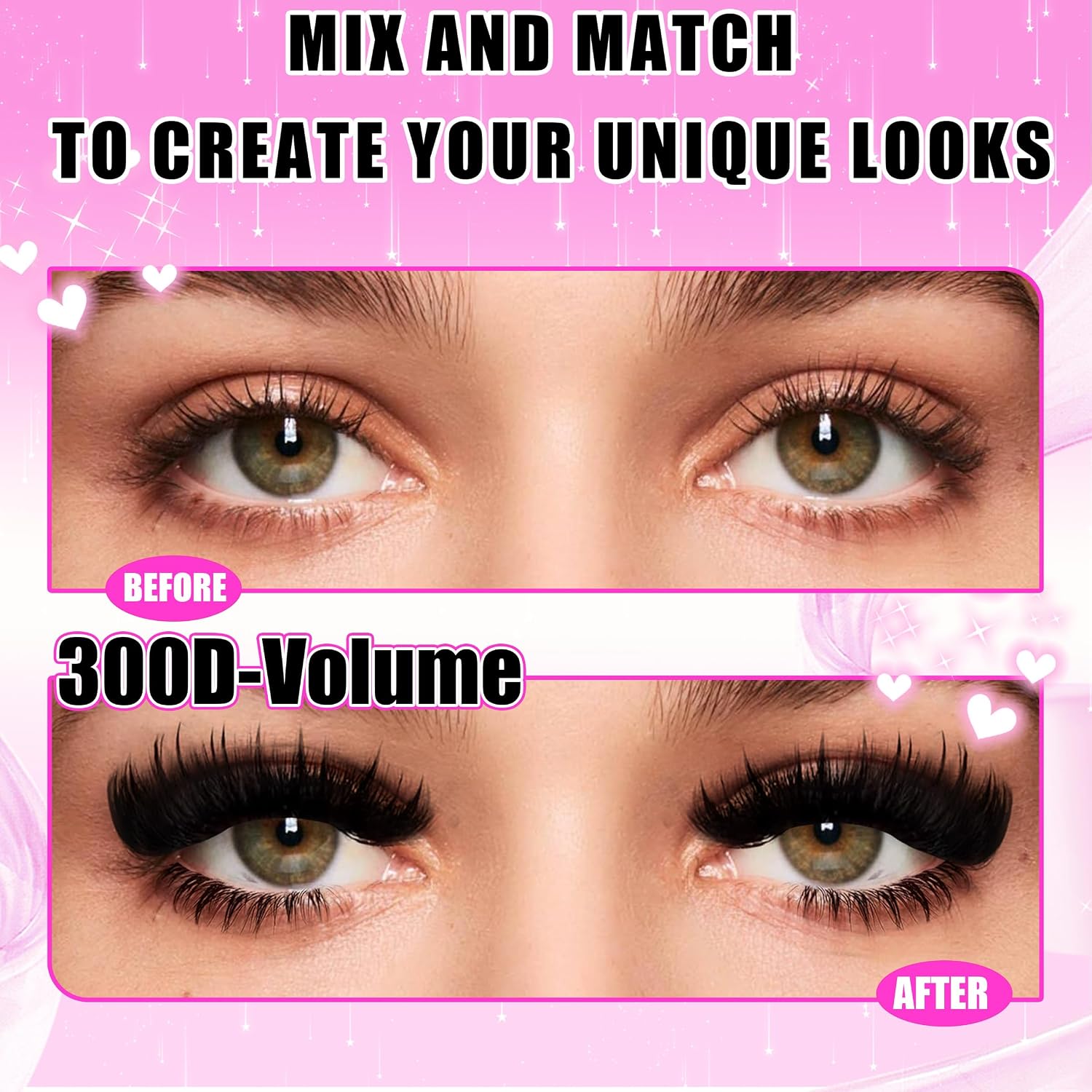 Thumbnail 4 de YIDUO Lash Clusters Kit 3D Volume 200D+300D Mix with Spikes, Bottom Clusters, and Lash Bond Set