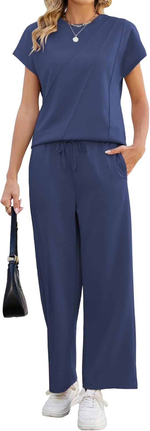 Thumbnail 6 de Famulily Womens Full Set Tracksuit with Pleated Top and Wide Leg Cropped Trousers