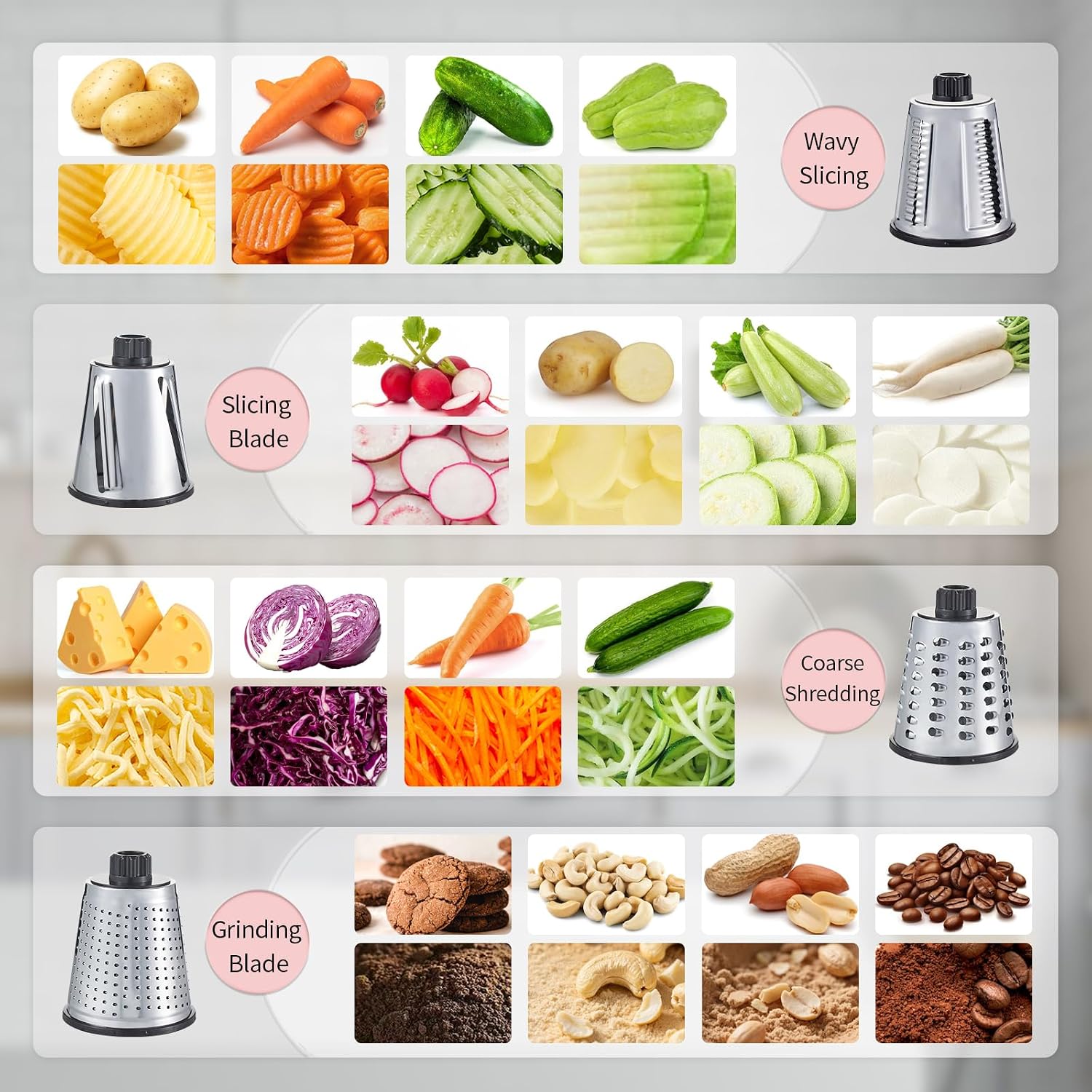 Thumbnail 6 de Weltonhm Rotary Cheese Grater with 4 Stainless Steel Blades