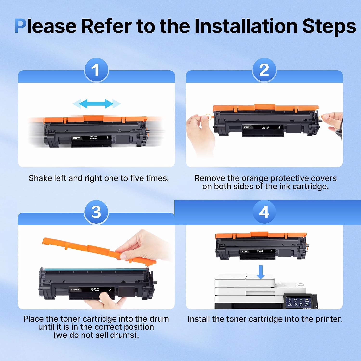 Detalle de NOGIVY 44A CF244A compatible black toner cartridge (2-pack) with chip for HP LaserJet Pro & MFP