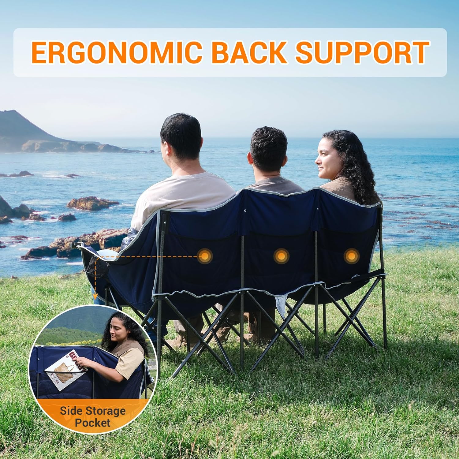 Thumbnail 6 de KingCamp 3 Person Camping Chair: Oversized Heavy-Duty Loveseat for Outdoor Comfort