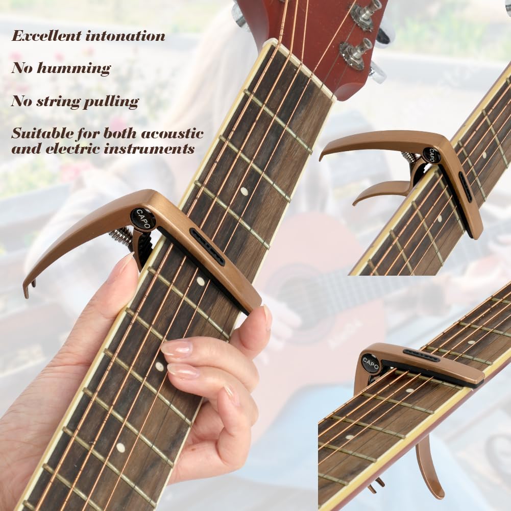Thumbnail 5 de Aomig 4315808 kapodaster gitarowy ze stopu cynku, sprężynowy, z 6 kostkami