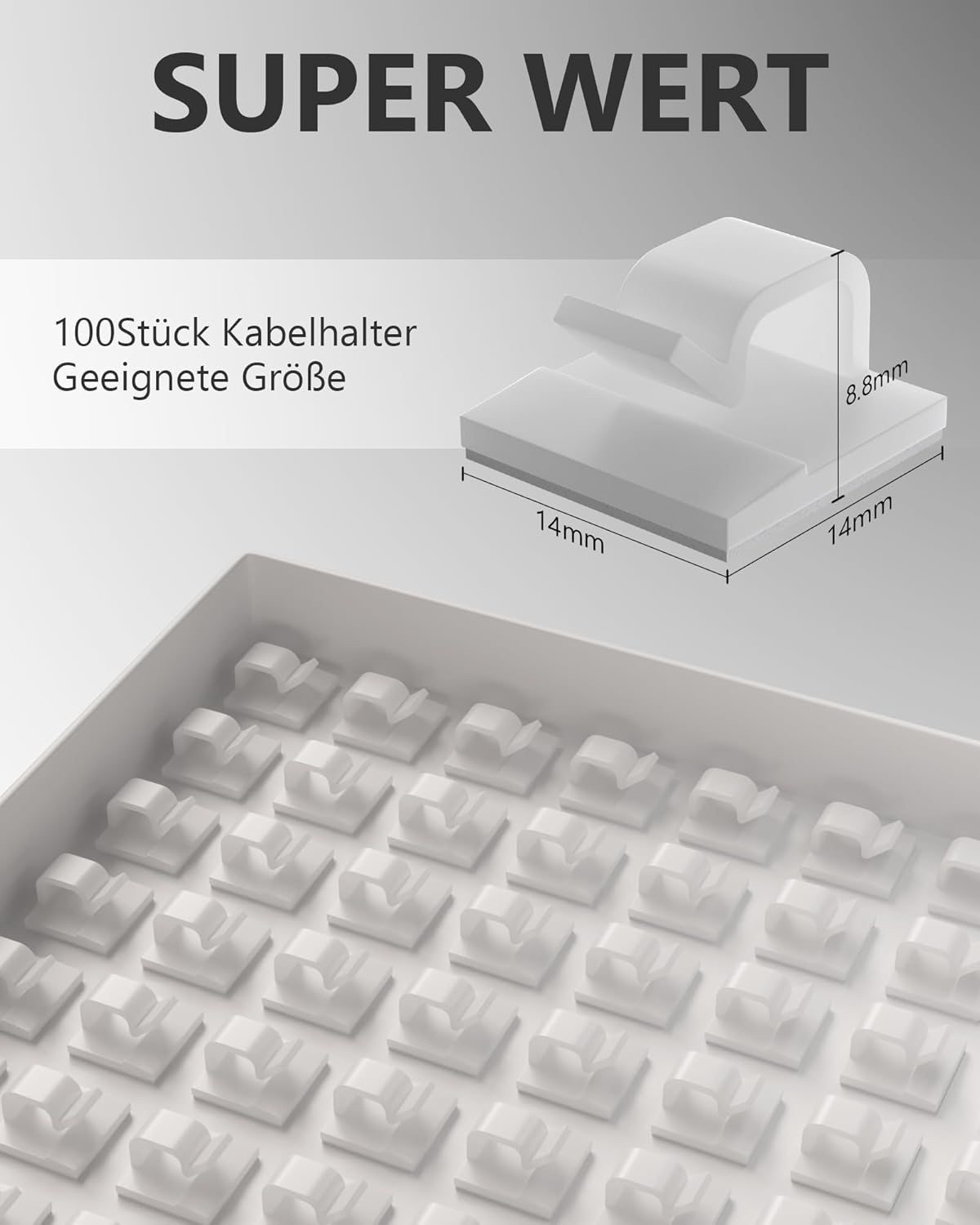 Detalle 2 de Tesmax Kabelhalter Selbstklebend 100 Stück
