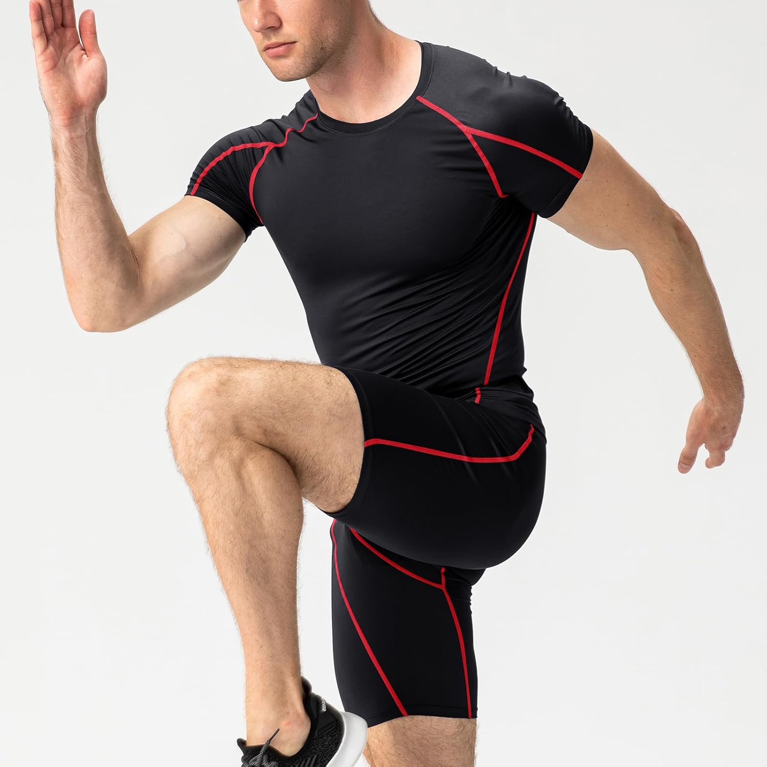 Thumbnail 4 de Yishengwan men’s short sleeve compression top – breathable, quick-drying gym base layer