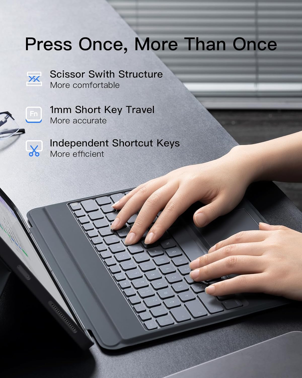 Detalle de Inateck Keyboard Case for iPad Air 13-inch M4/M3/M2 and iPad Pro 12.9-inch Gen 3–6