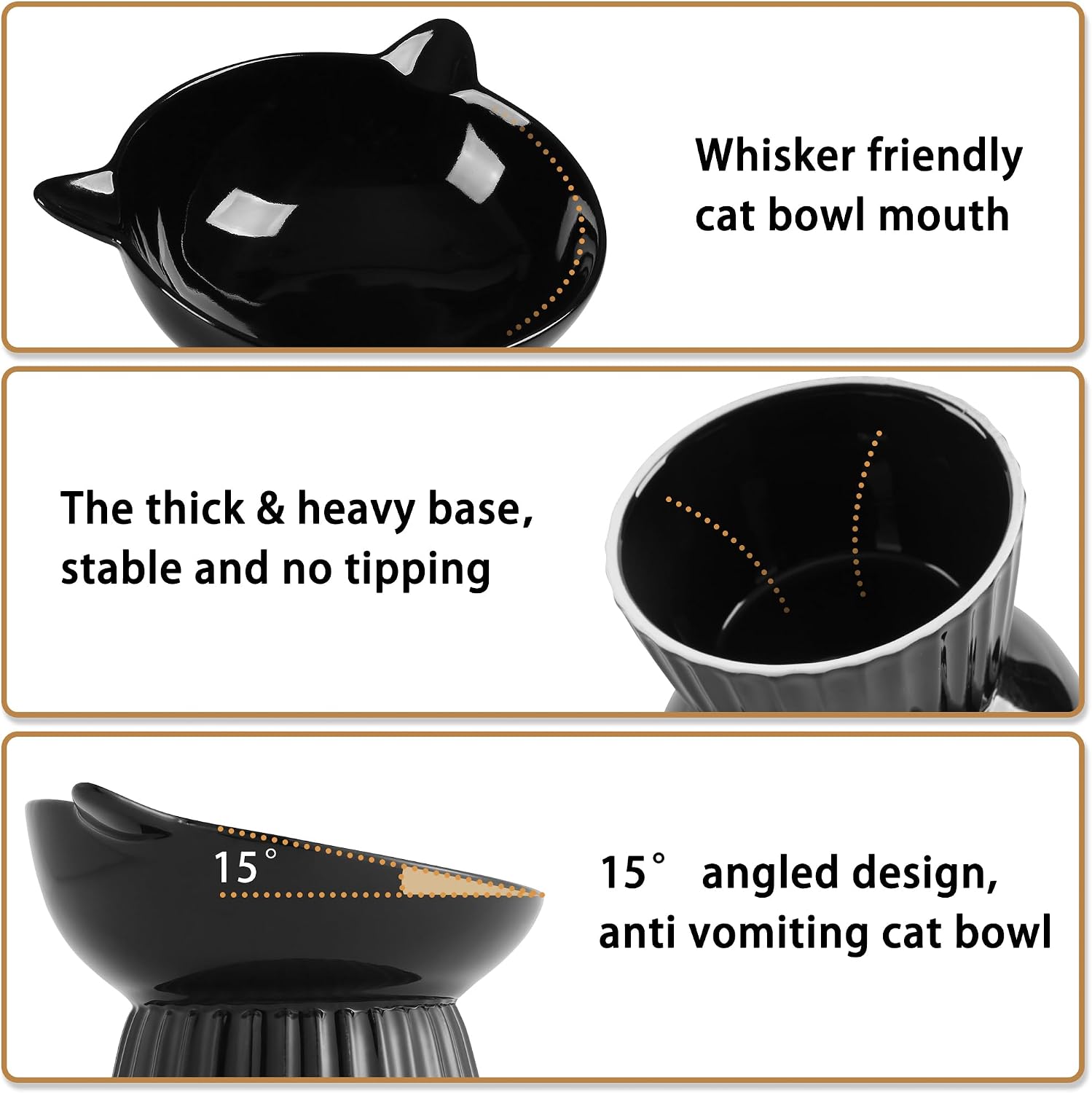 Detalle 2 de Raised Tilted Cat Bowl Ceramic Elevated Anti-Vomiting 1 🐱