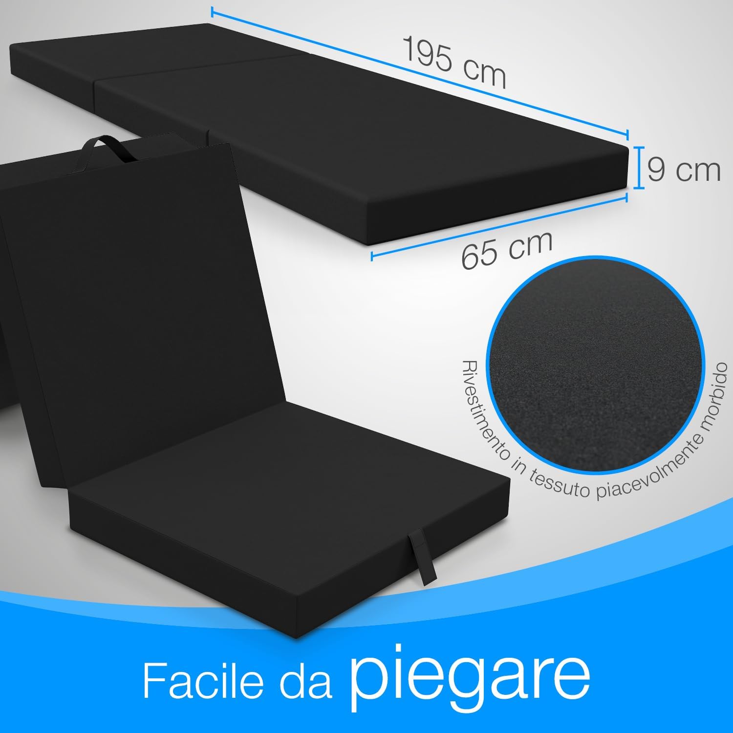 Thumbnail 1 de ELONEO Materasso Pieghevole 65x195 cm: comodo supporto da viaggio per bambini e adulti