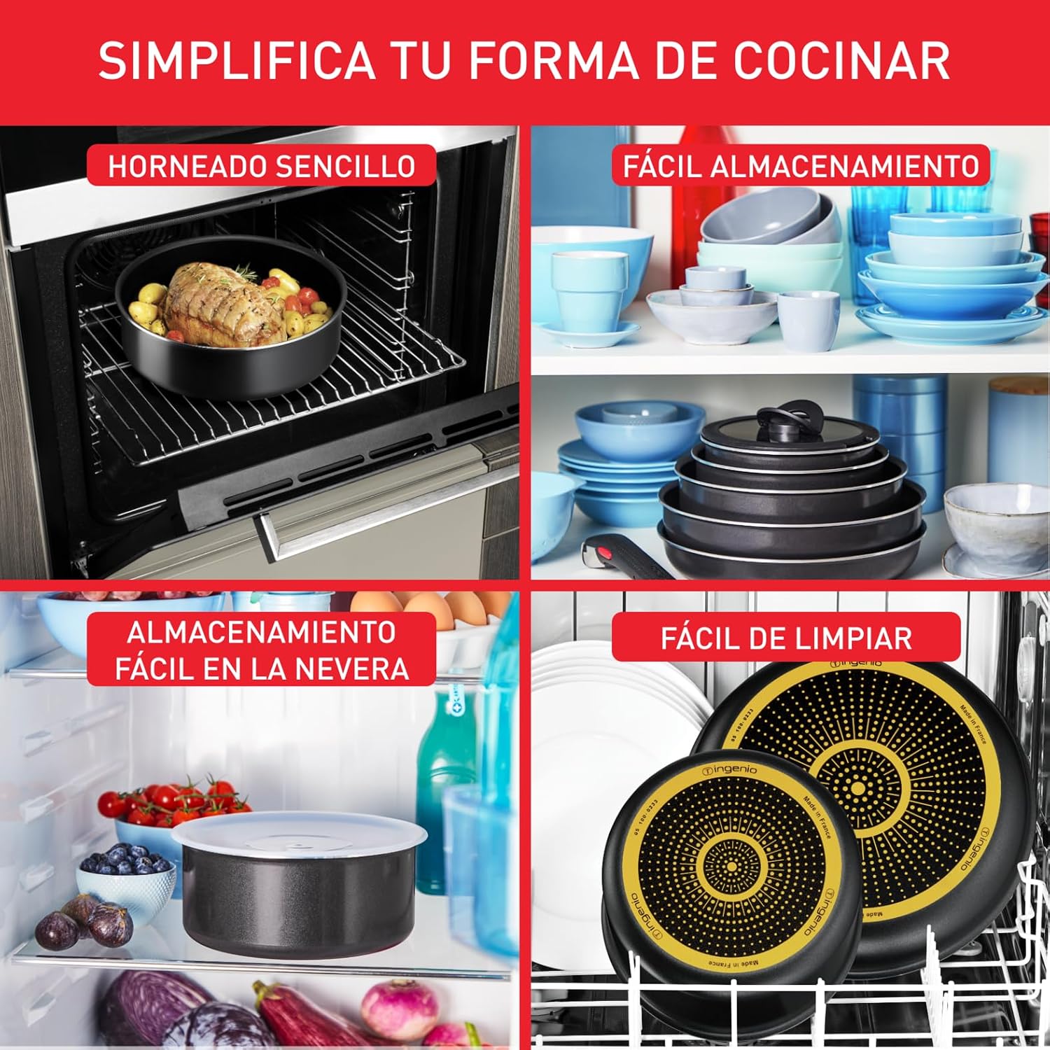 Detalle 2 de Tefal Ingenio Easy On juego de 3 cazos 16/18/20 cm
