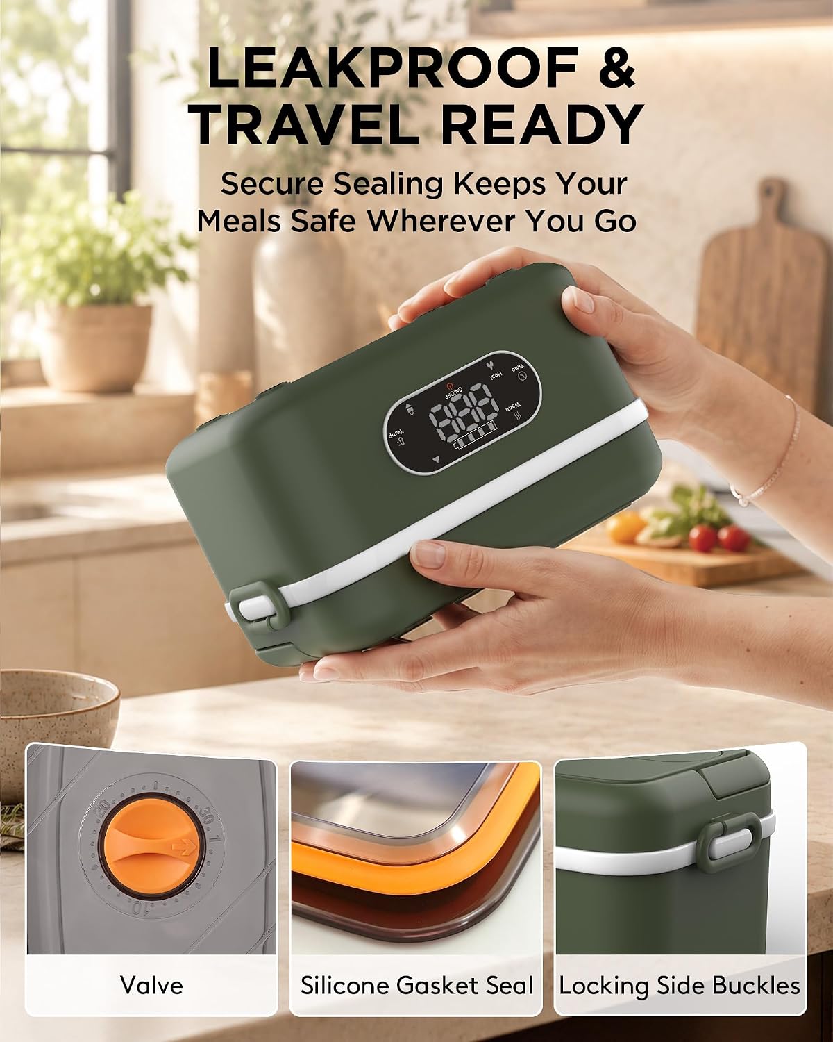Detalle 2 de Amzsense Heated Lunch Box with 304 Stainless Steel Container