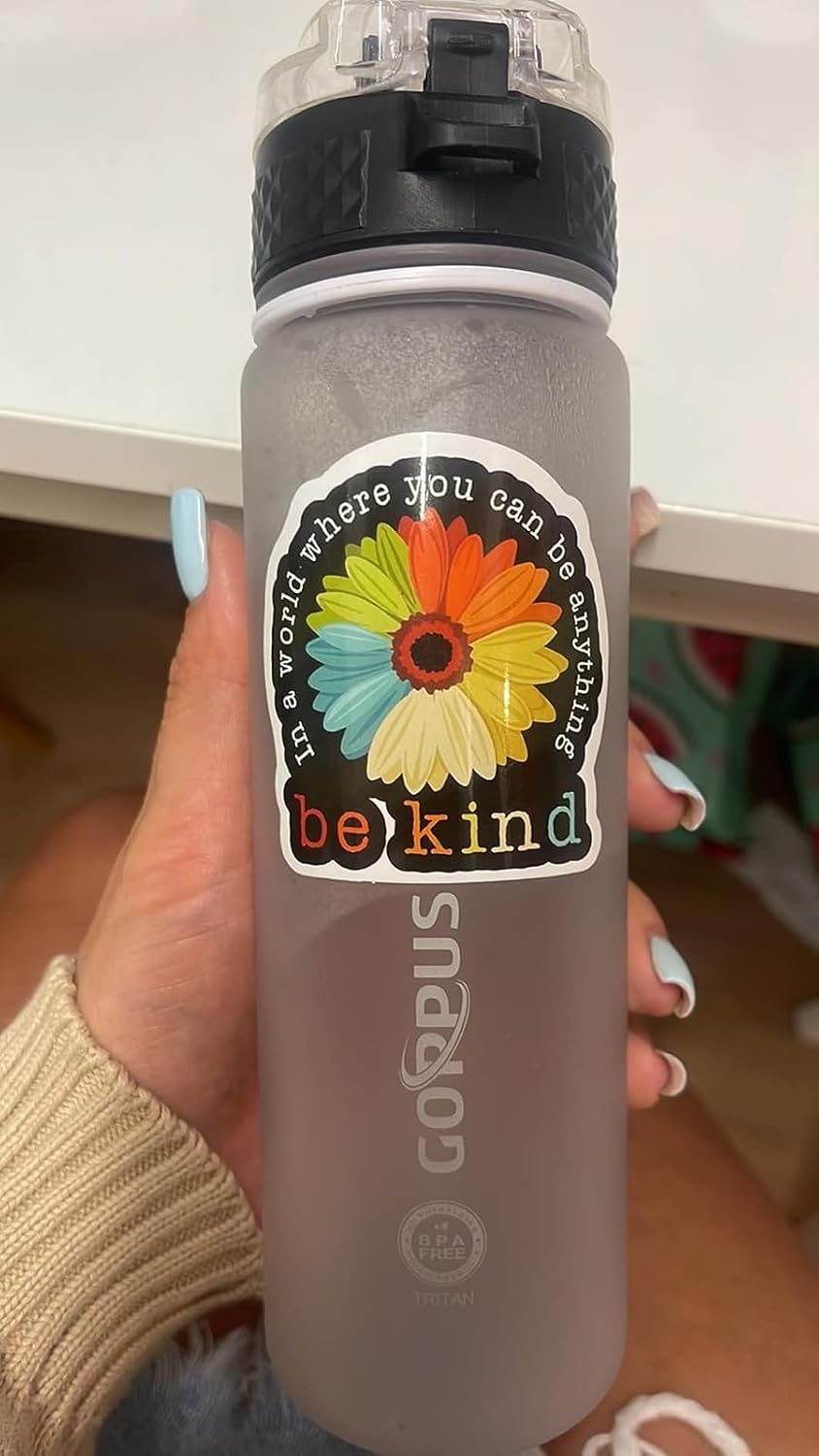 Thumbnail 5 de GOPPUS 500ml/17oz Kids Water Bottle with Straw – BPA Free, Flip-Top Lid, Time Markings and Strap