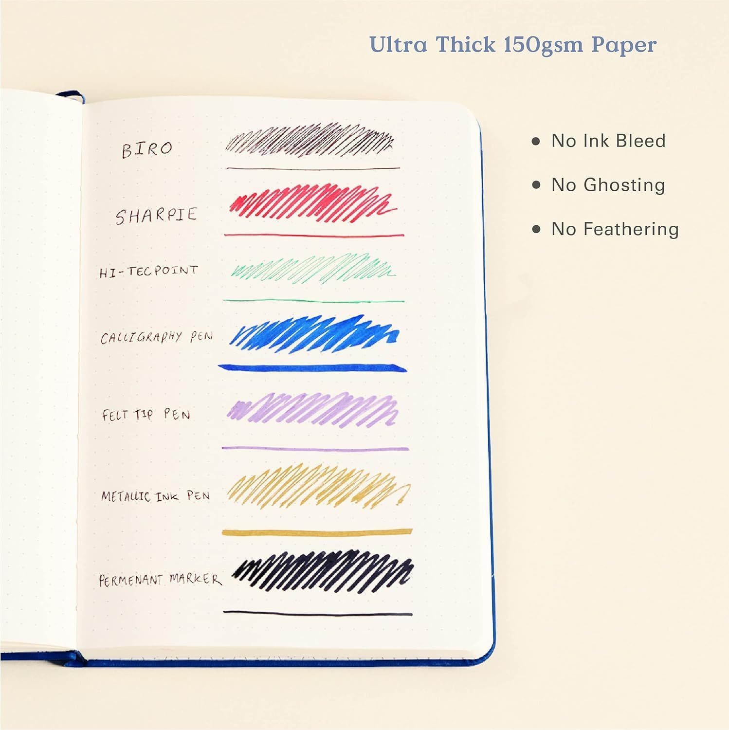 Thumbnail 5 de Ottergami The Pro Bullet Dotted Journal (Navy Blue) – A5 hardcover dotted notebook with 150gsm thick paper