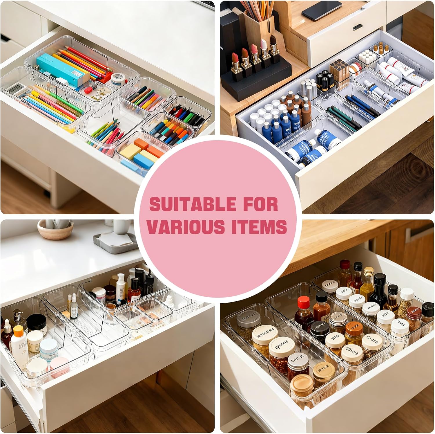 Thumbnail 3 de Zquilabon SSSNH-1-US Extendable Drawer Organizer Set, 21 Clear Acrylic Bins