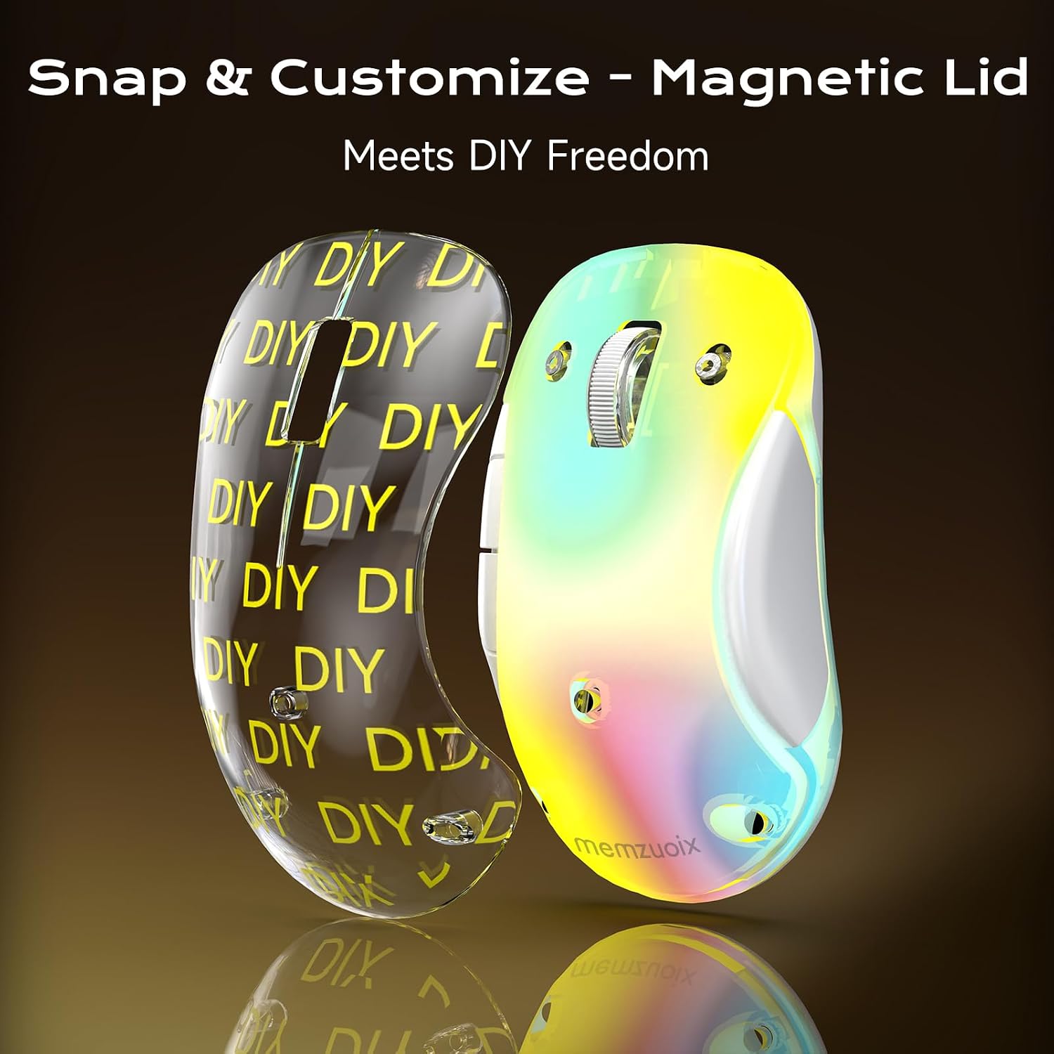 Thumbnail 6 de memzuoix LED Wireless Mouse (Rechargeable 2.4G) – Ergonomic optical cursor control with RGB lighting, yellow
