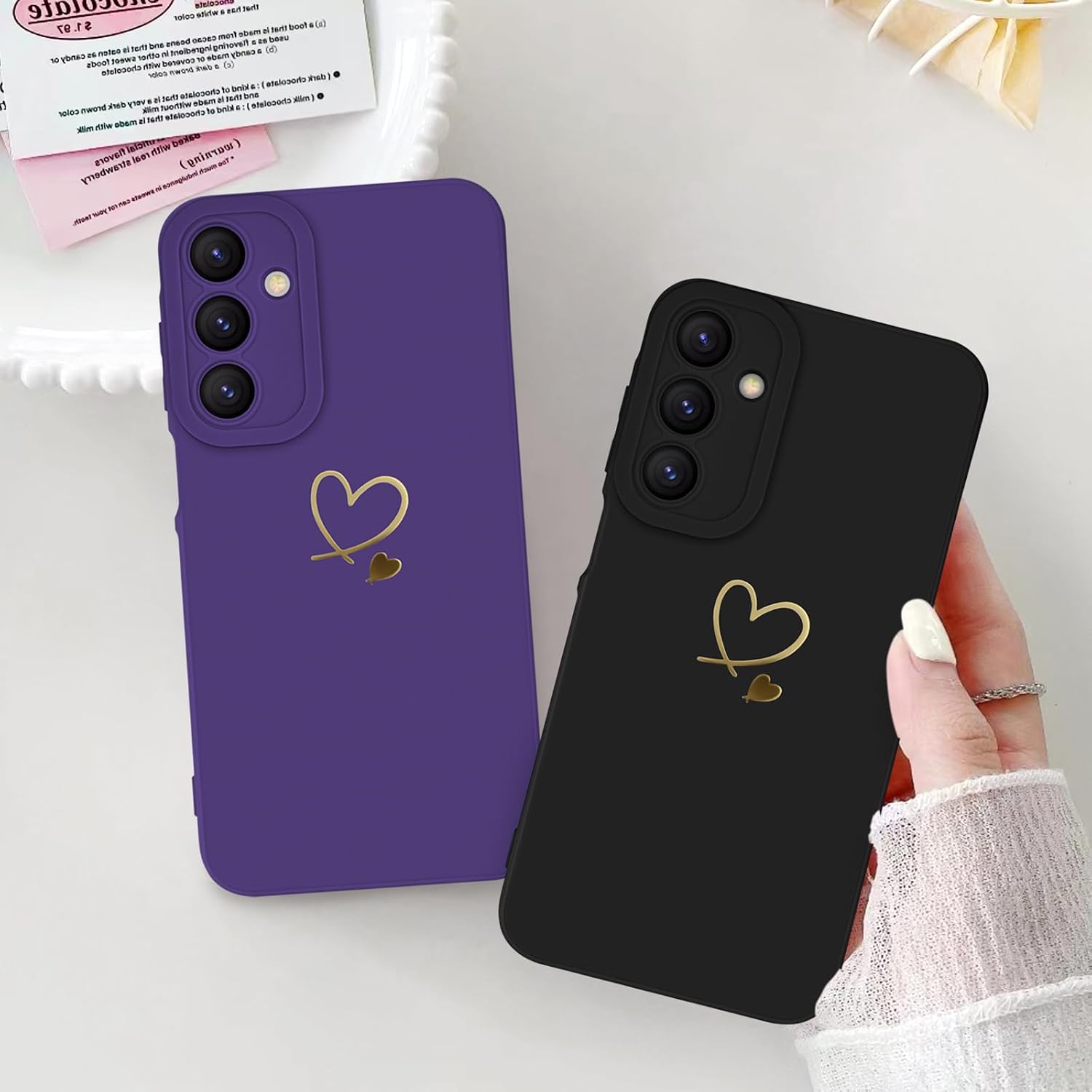 Thumbnail 6 de Newseego Galaxy A16 Cute Gold Love Heart Liquid Silicone Case
