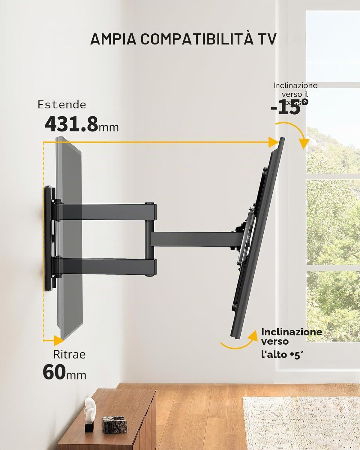 Detalle 2 de Alphamount Supporto TV da 26–60" con braccio estensibile, 35 kg