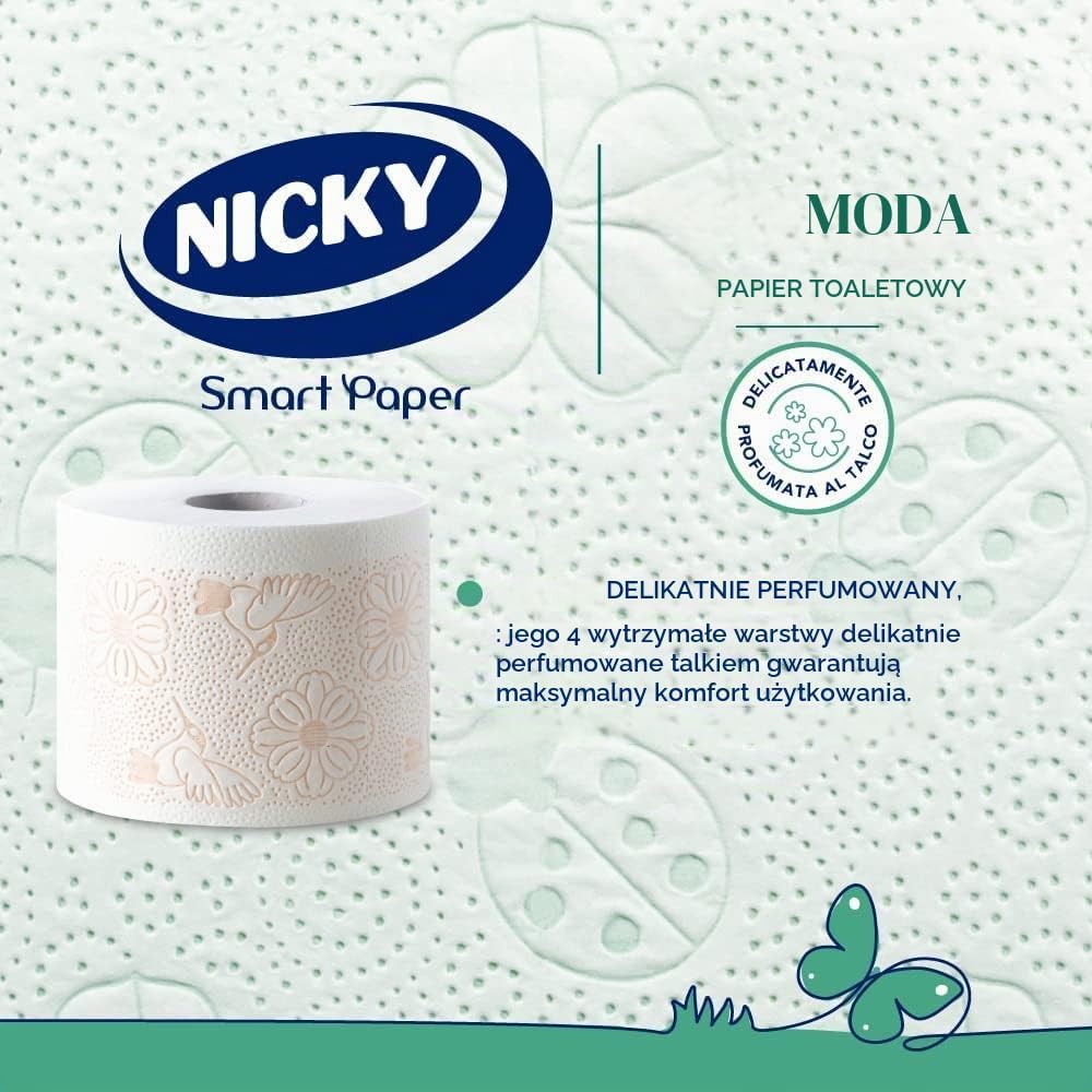 Detalle de Nicky Fashion papier toaletowy 4-warstwowy, 4 rolki, biały i bezzapachowy