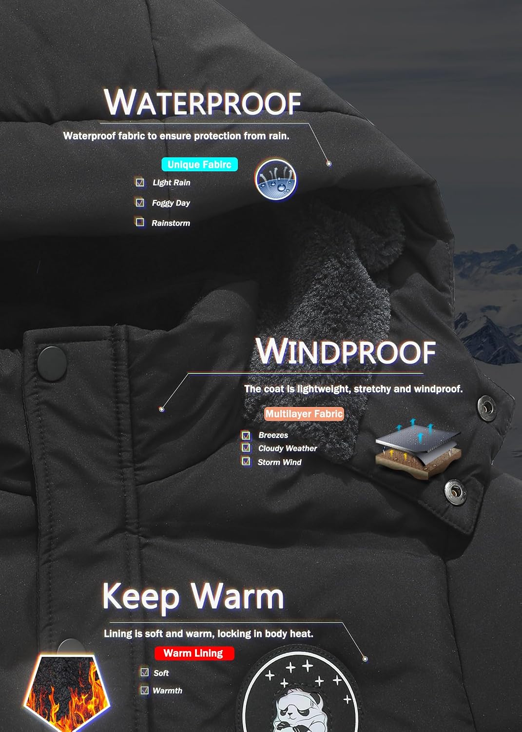 Thumbnail 4 de BYLESIN Kids Waterproof Puffer Jacket