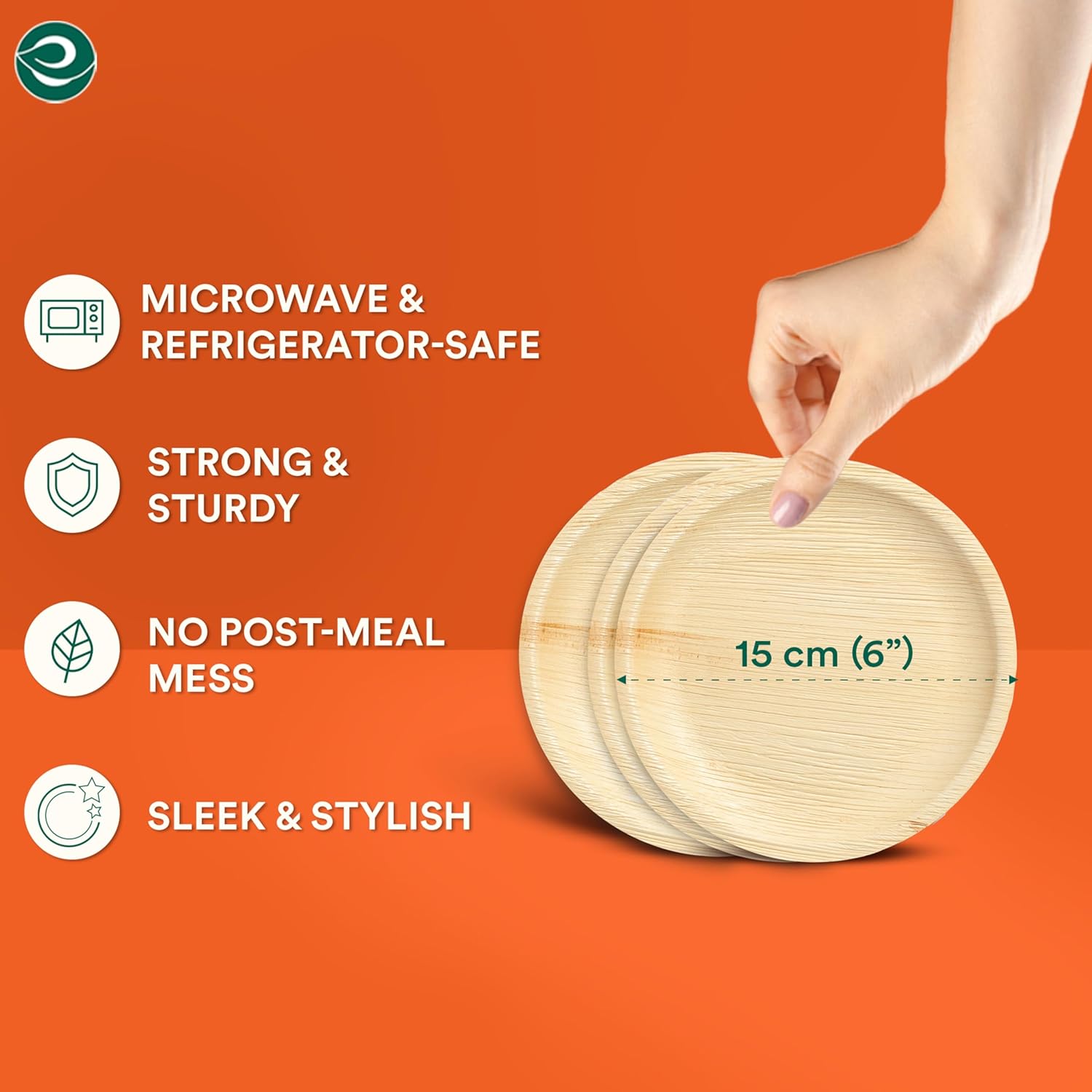 Thumbnail 2 de ECO SOUL Palm Leaf Plates 6” (15cm) Round, 25 Count – compostable disposable dinner plates