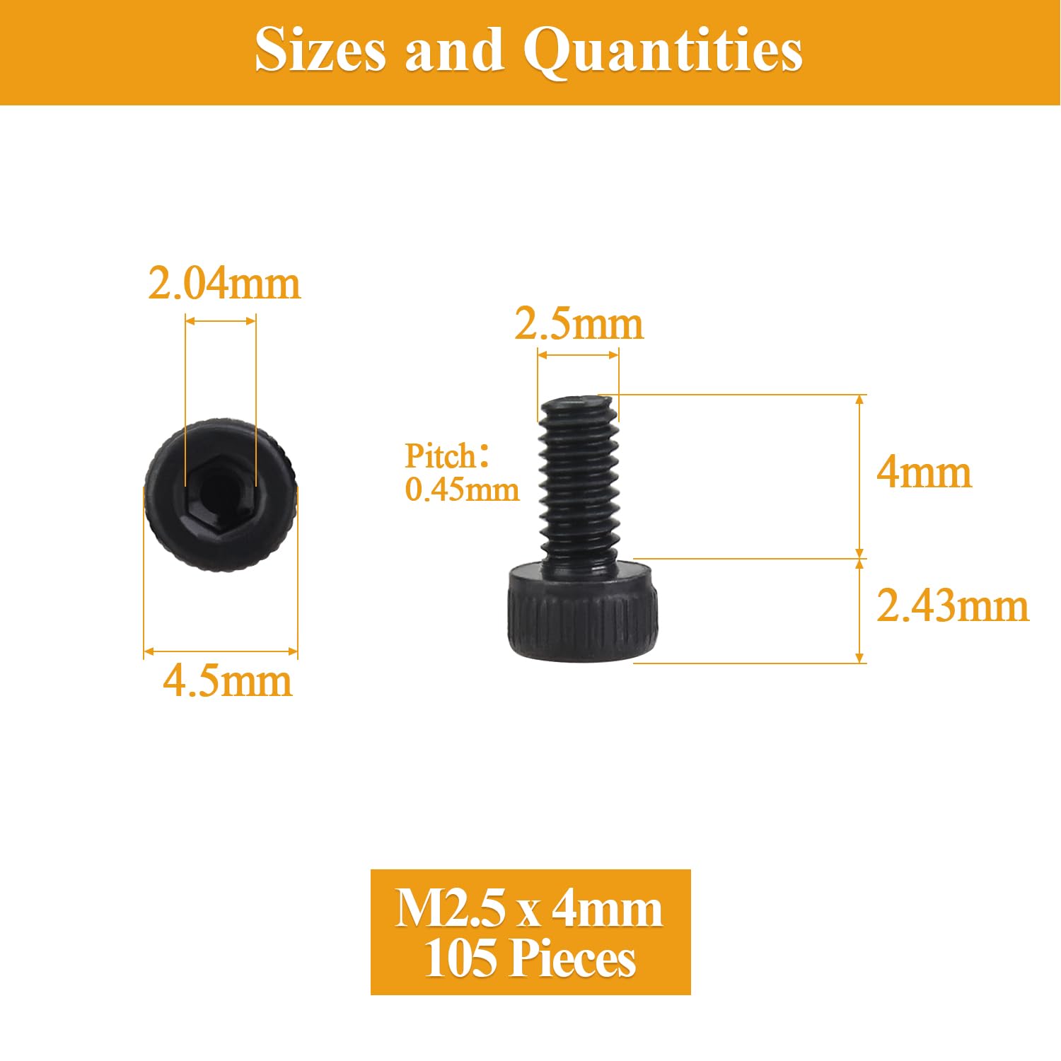Detalle de Sutemribor Socket Head Cap Screws, M2.5 x 4mm