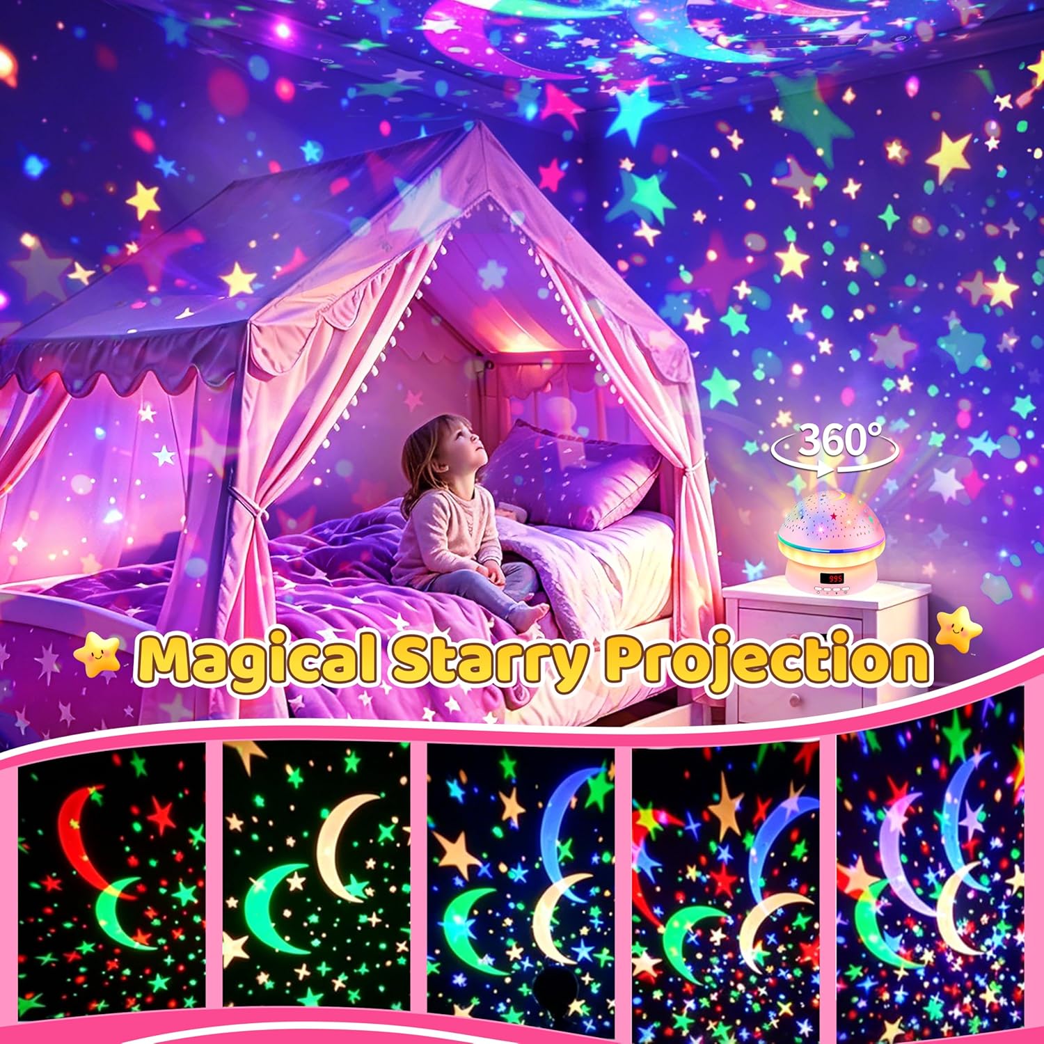 Thumbnail 2 de DQMOON Star Projector Night Light for Kids