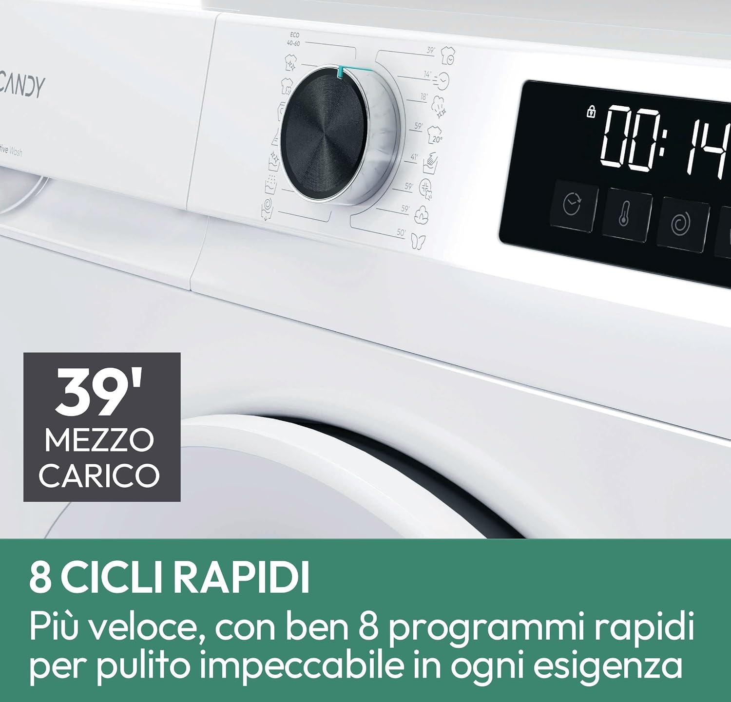 Thumbnail 6 de Candy ProWash 300 Lavatrice 9 Kg, 1400 Giri – Classe A-20% Bianca