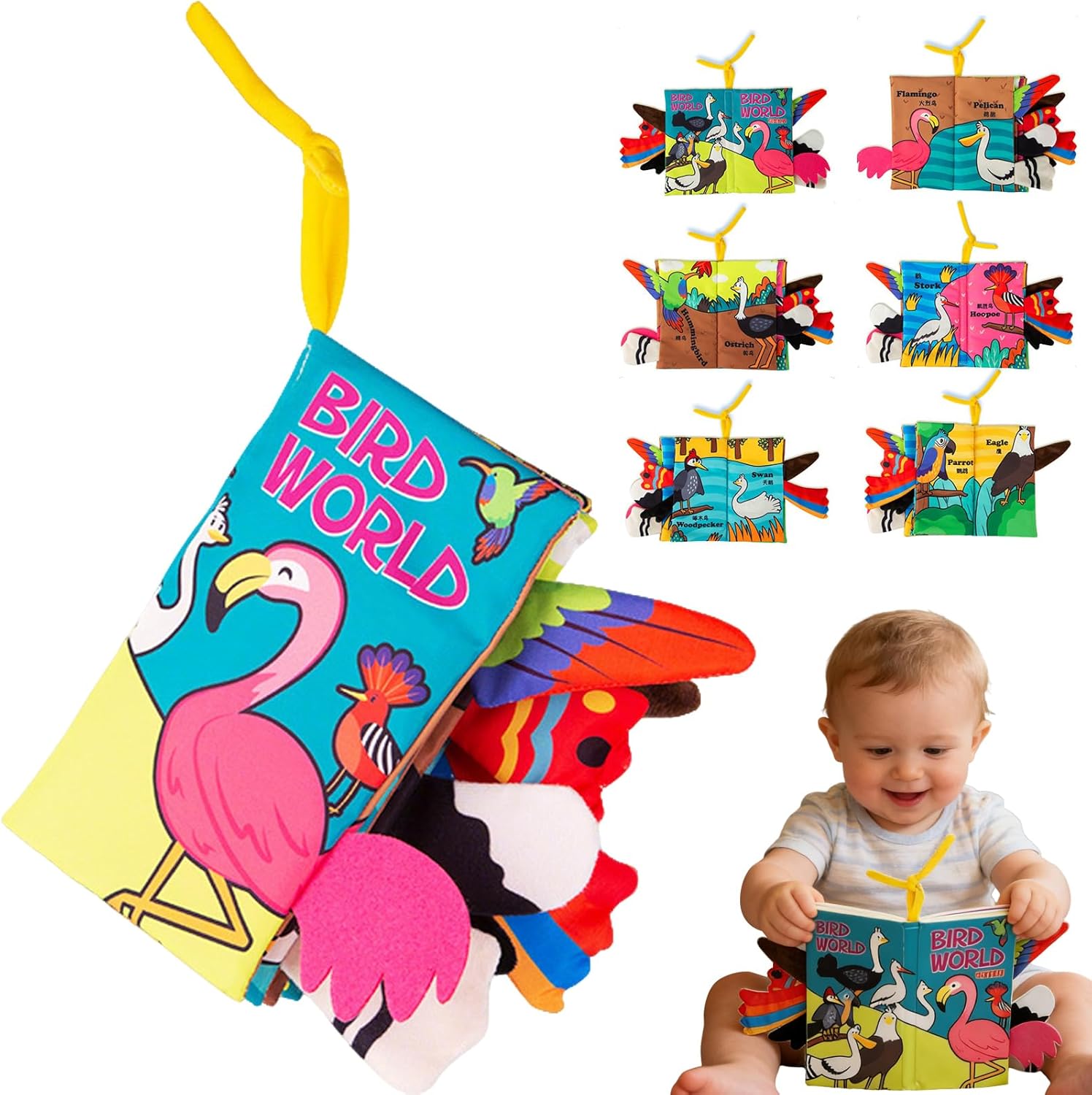 Detalle de Birds Tails Soft Cloth Book for Babies 0-12 Months by RARITYLL