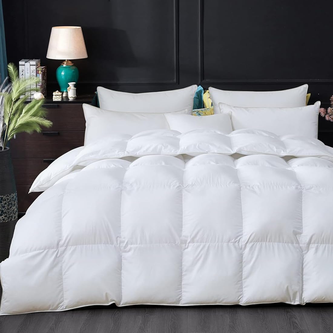 Detalle de CAIMOUR CAI001 Twin/Twin XL Goose Feather Duvet Insert, Cotton Shell, 8 Tabs