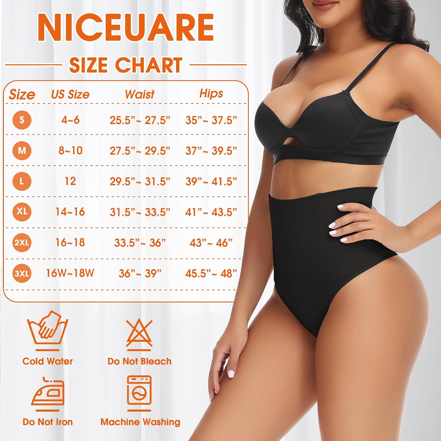 Detalle de Niceuare BS06 Tummy Control Thong Shapewear, Seamless High-Waisted Design